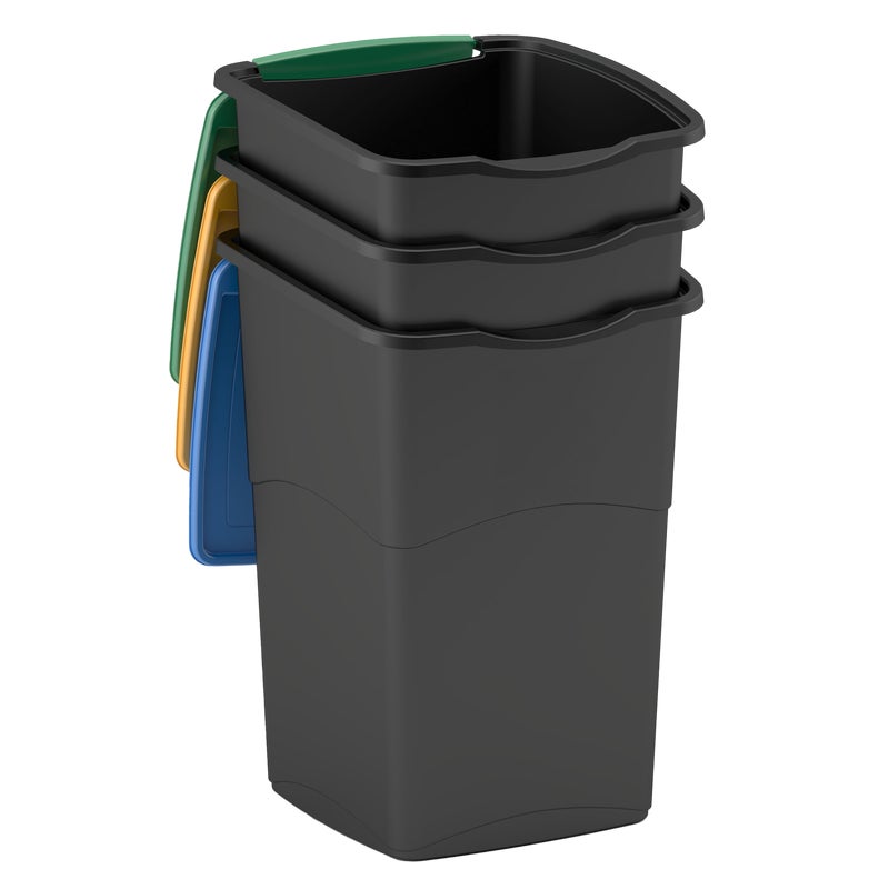 Kosze na śmieci Koral 47l 3 sztuki pokrywa żółta, zielona, niebieska CURVER