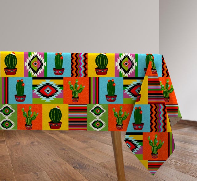Mantel antimanchas de algodón  y poliéster Jalisco de 200x140 cm multicolor
