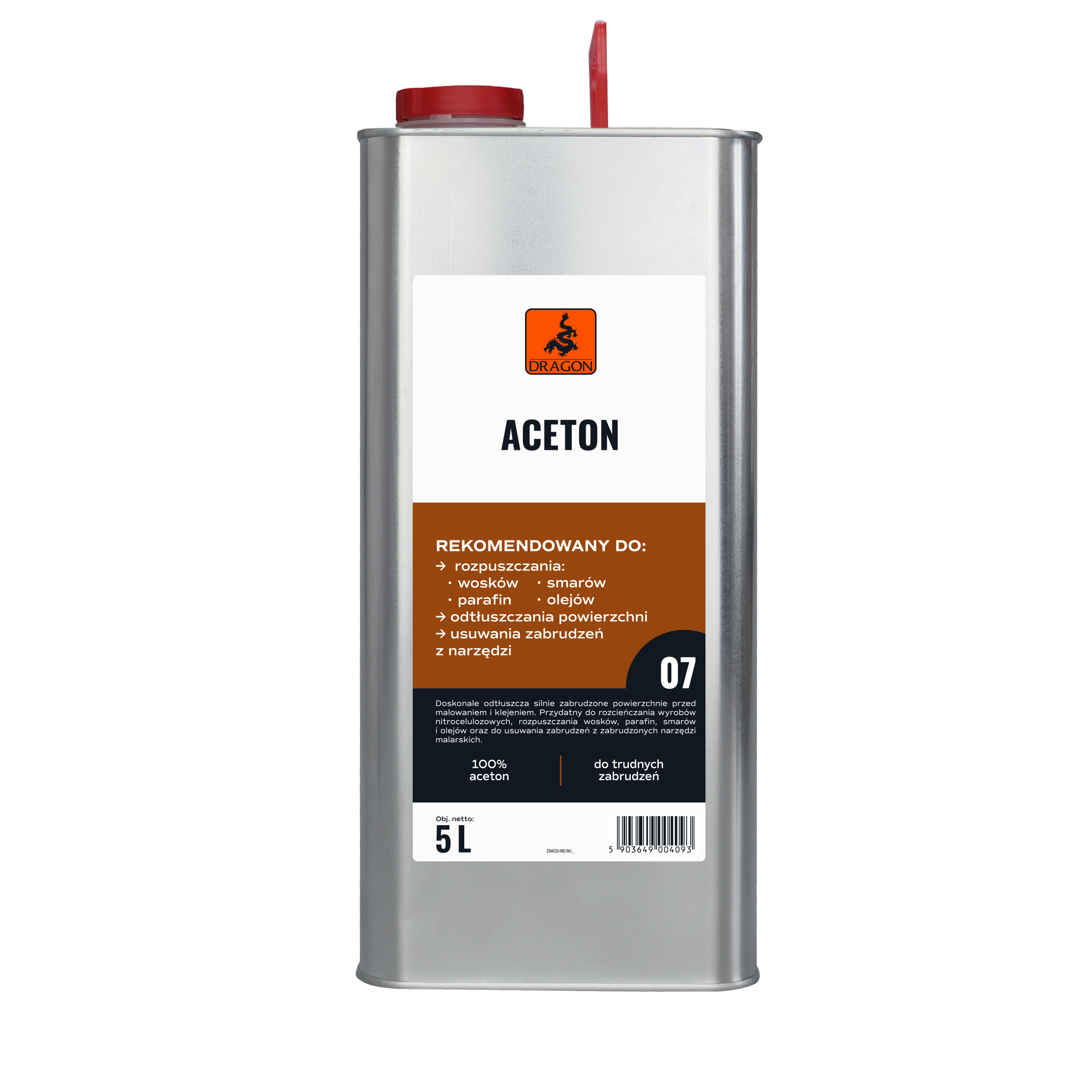 Rozpuszczalnik aceton techniczny 5 l Dragon