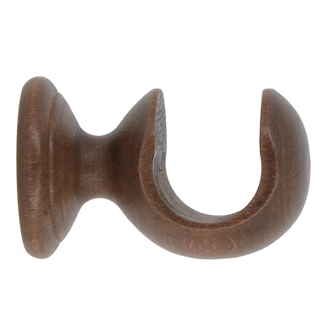 1 Soporte techo pared para barra diámetro 28 mm madera roble oscuro barnizado fijo 5 cm