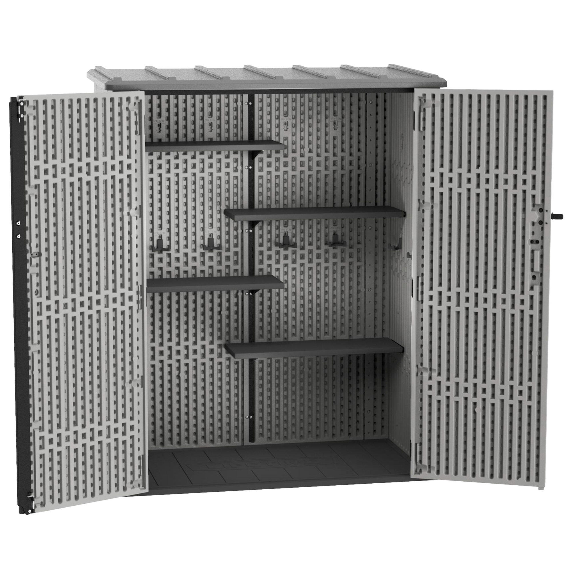 Armario de polietileno para exterior lifetime 92316 143 x 174 x 65.6 cm y capacidad de 1445.6 l gris
