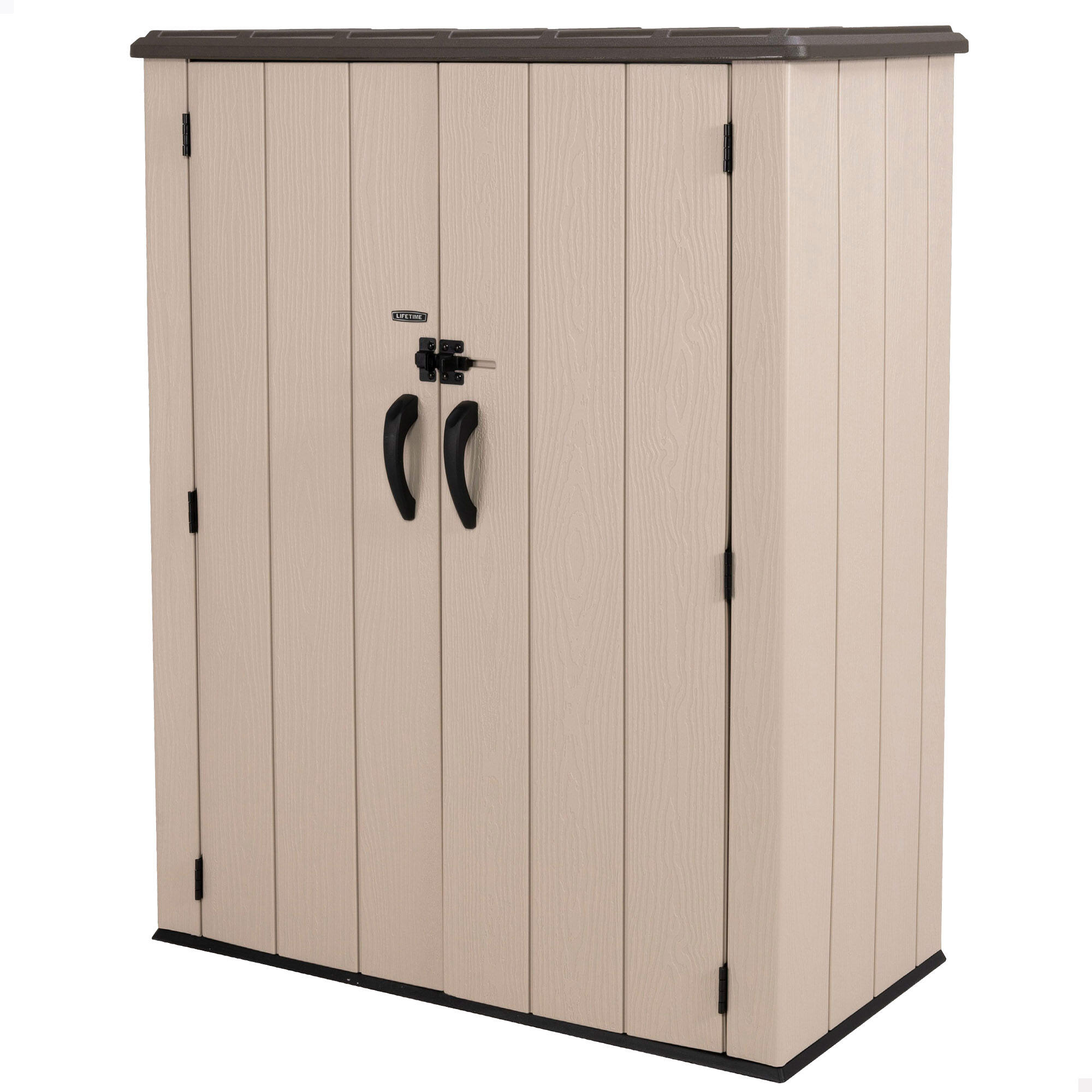 Armario de polietileno para exterior lifetime 92315 143 x 174 x 65.6 cm y capacidad de 1445.6 l beige