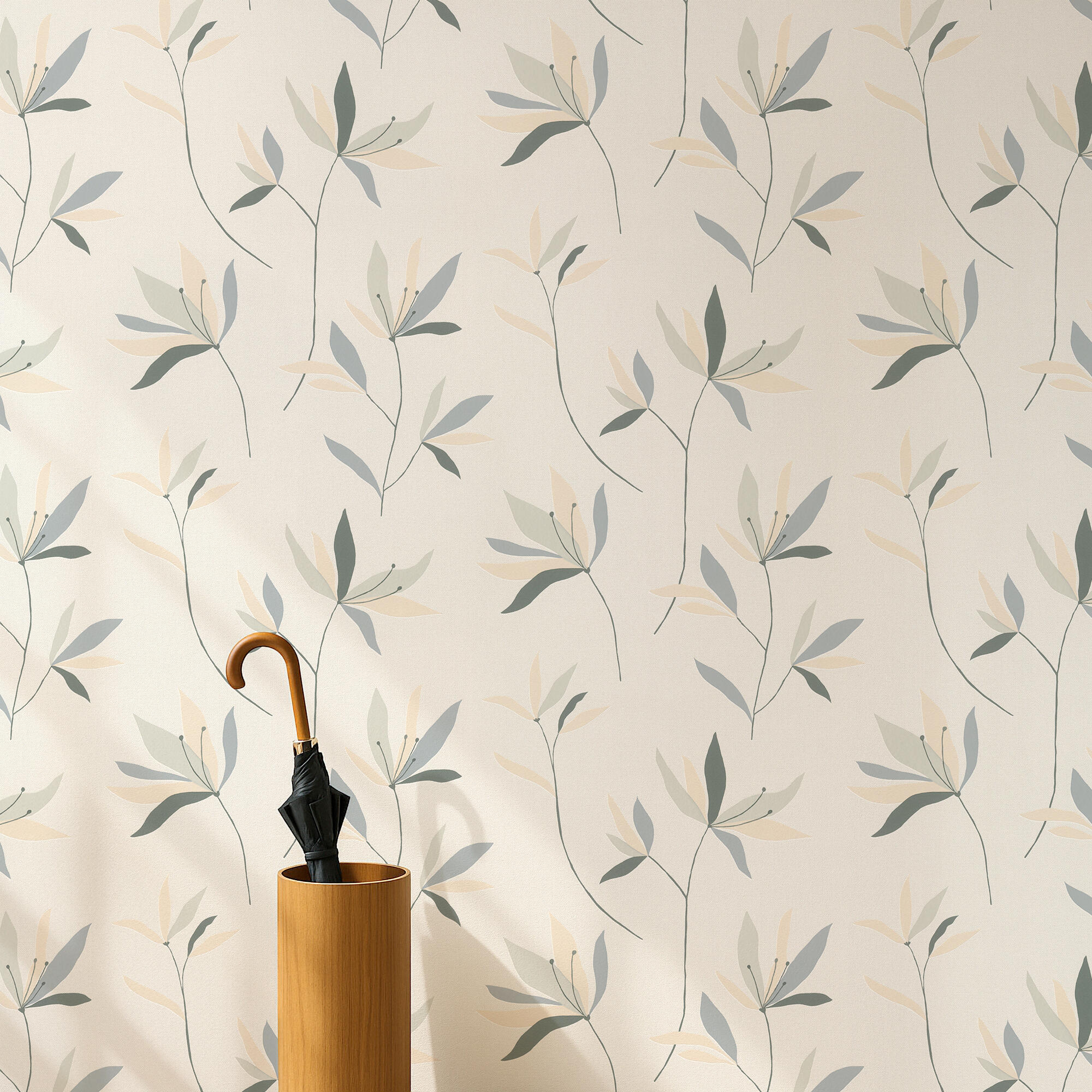 Papel pintado vinilo aplicación cola en pared naturaleza floral 75 utility multicolor rasch 53cmx10.05m lavable