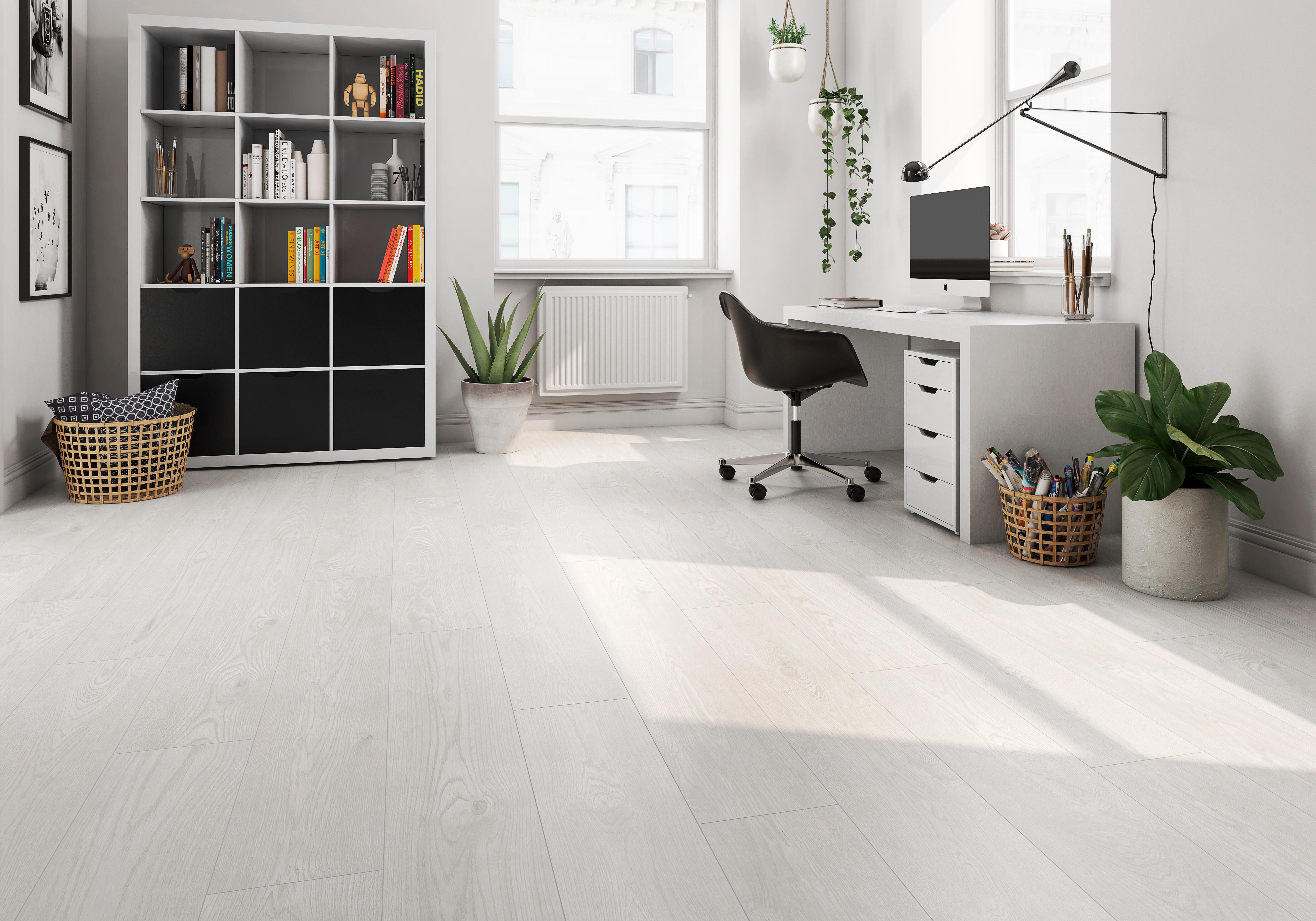 Suelo porcelánico robur efecto madera blanco 24.8x150 cm c1 saloni