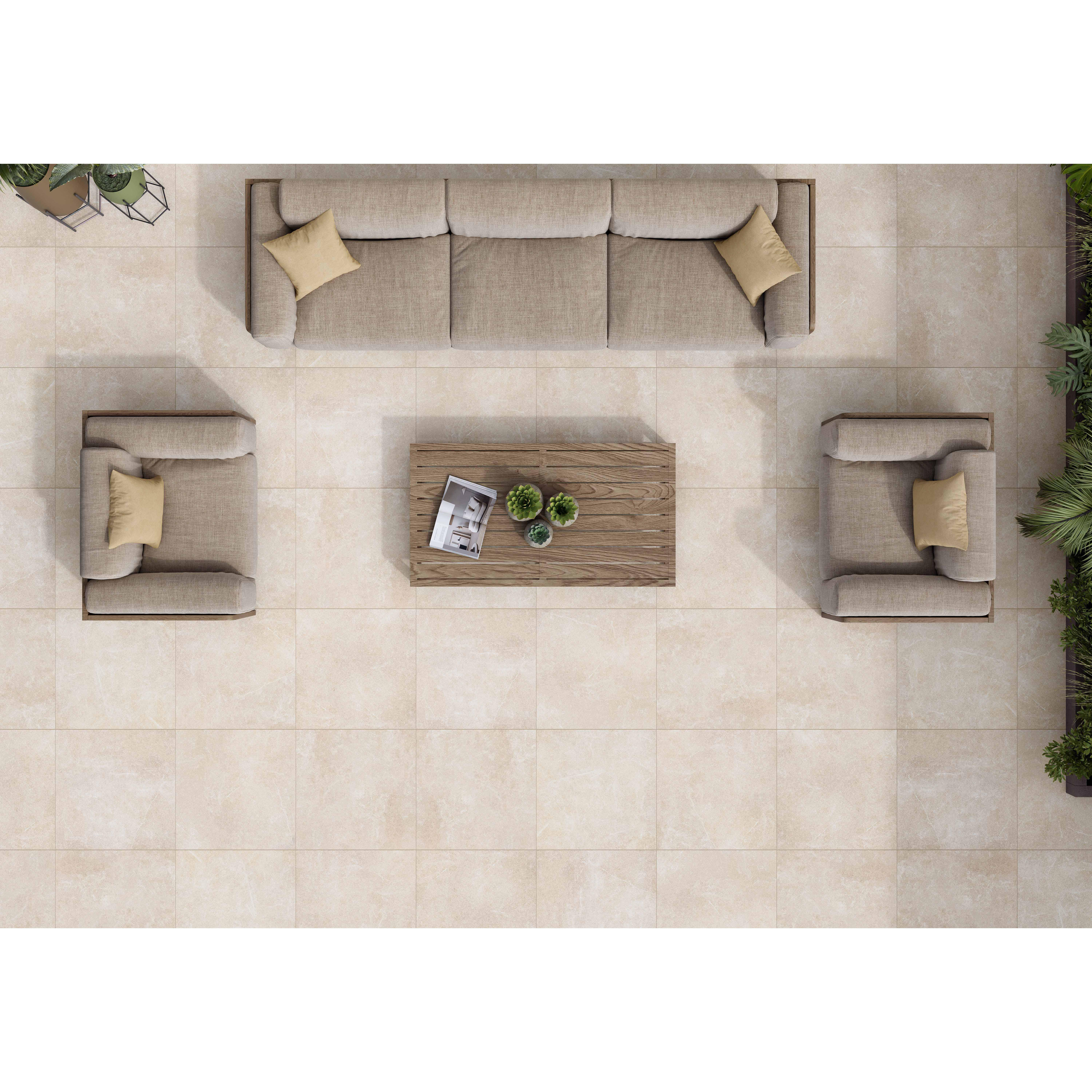 BALDOSA EXTERIOR PORCELÁNICO 60X60CM MARRACHI IVORY - 2