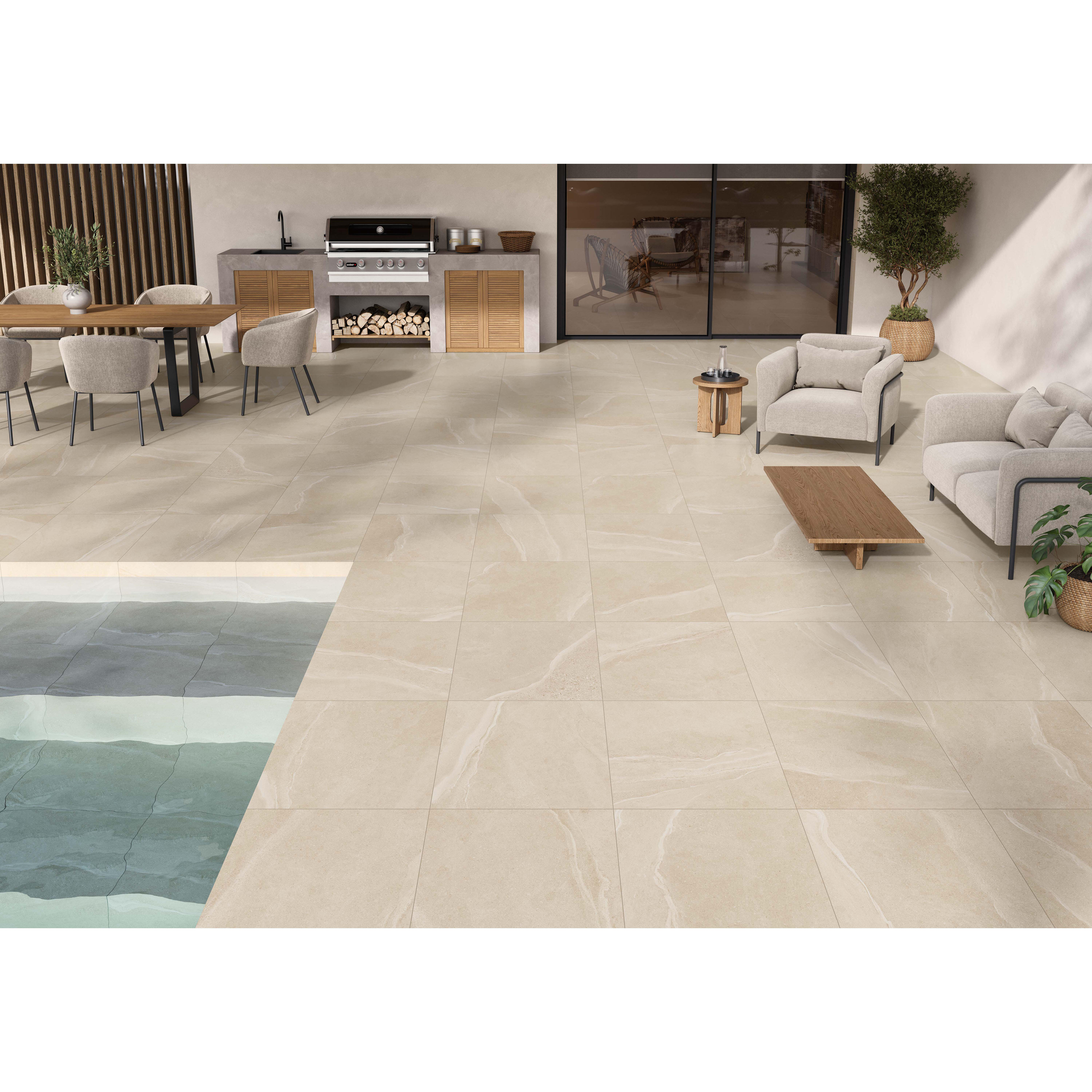 BALDOSA EXTERIOR PORCELÁNICO 60X60CM AUSTIN IVORY - 2