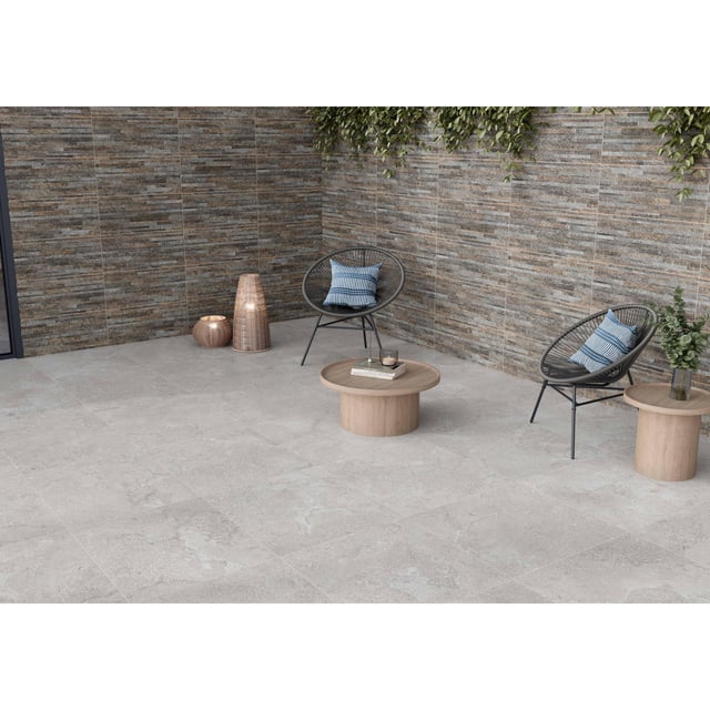 BALDOSA EXTERIOR PORCELÁNICO 60X60CM CROMA GREY