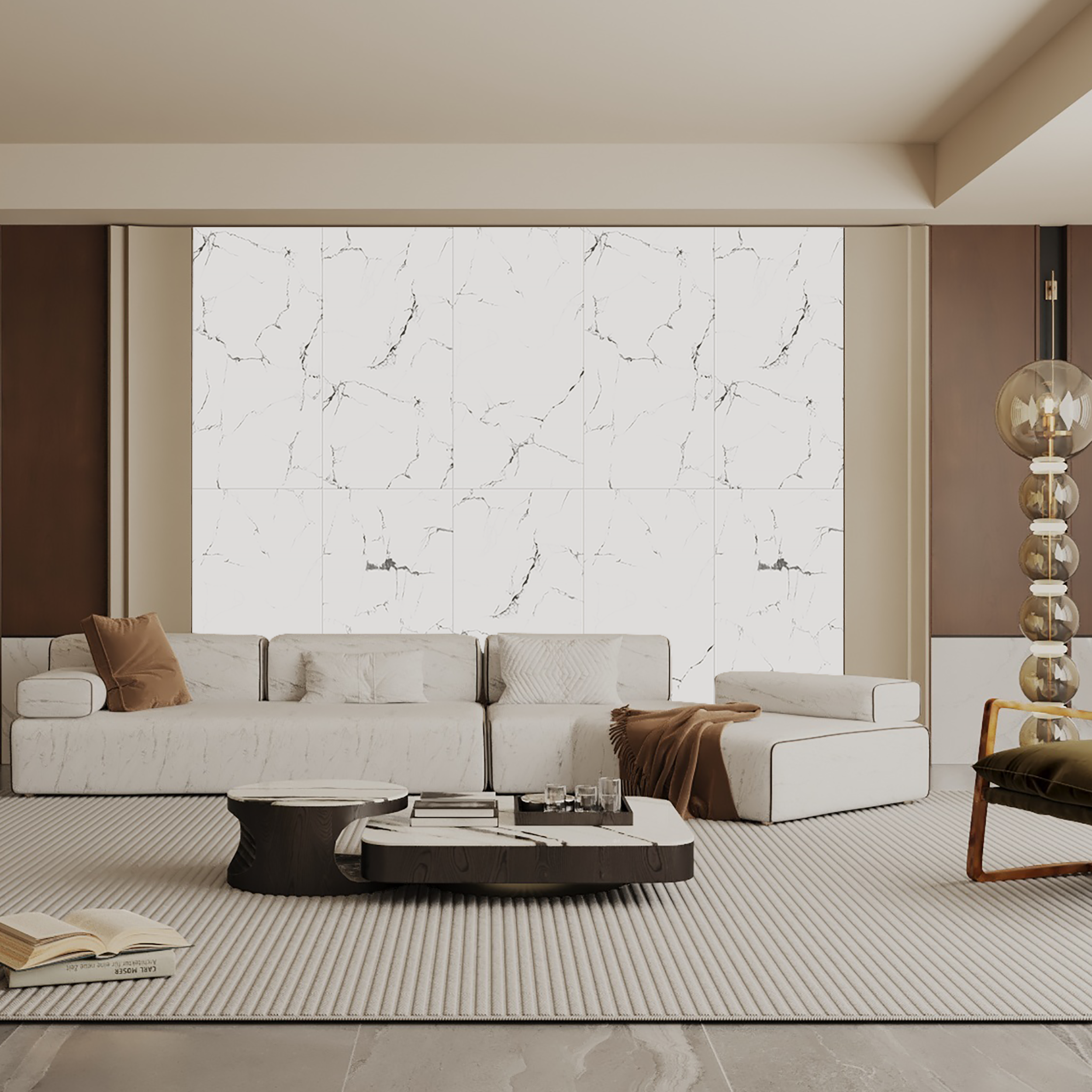 Panele ścienne winylowe 120x60 cm Bianco Nero GL biało czarny marmur błyszczący - 2