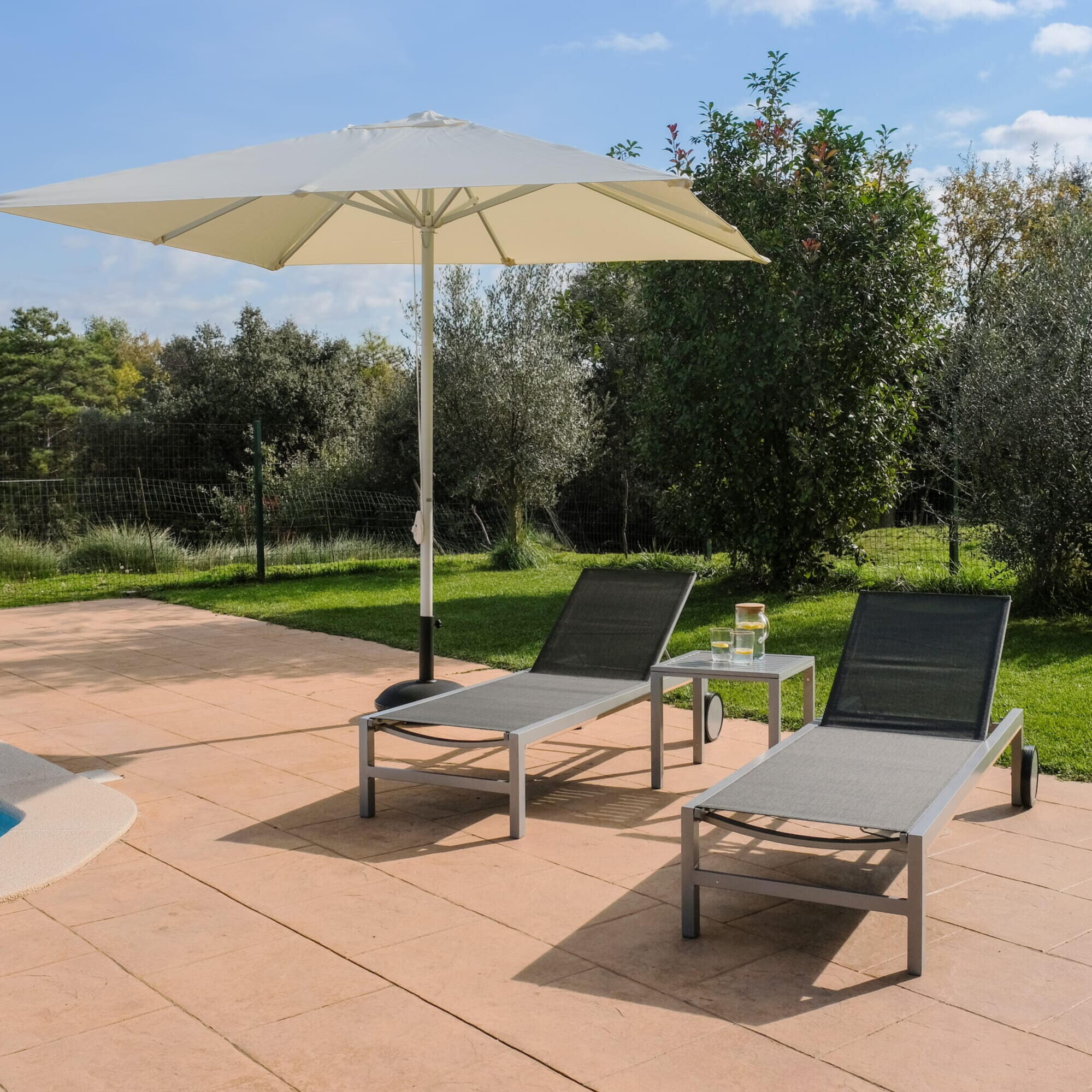 Parasol de mástil central cuadrado de aluminio RESOL A3 beige 200 cm - 6