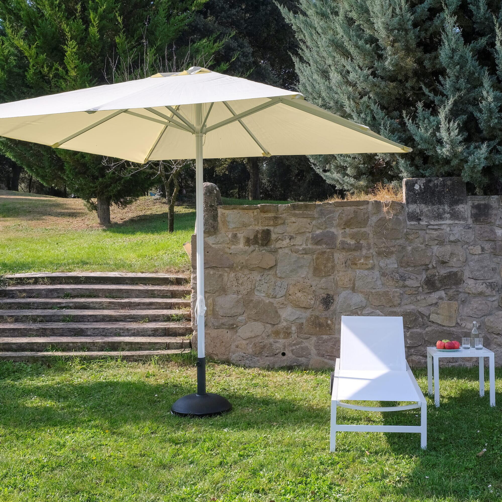 Parasol de mástil central cuadrado de aluminio RESOL A3 beige 200 cm - 4