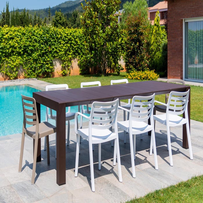 Silla de jardín de exterior de resina con brazos Wind blanco