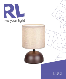 Lámpara de mesa compatible con casquillo E14 Luci REALITY con estructura cerámica marrón pantalla marrón de nailon alimentación a red - 2