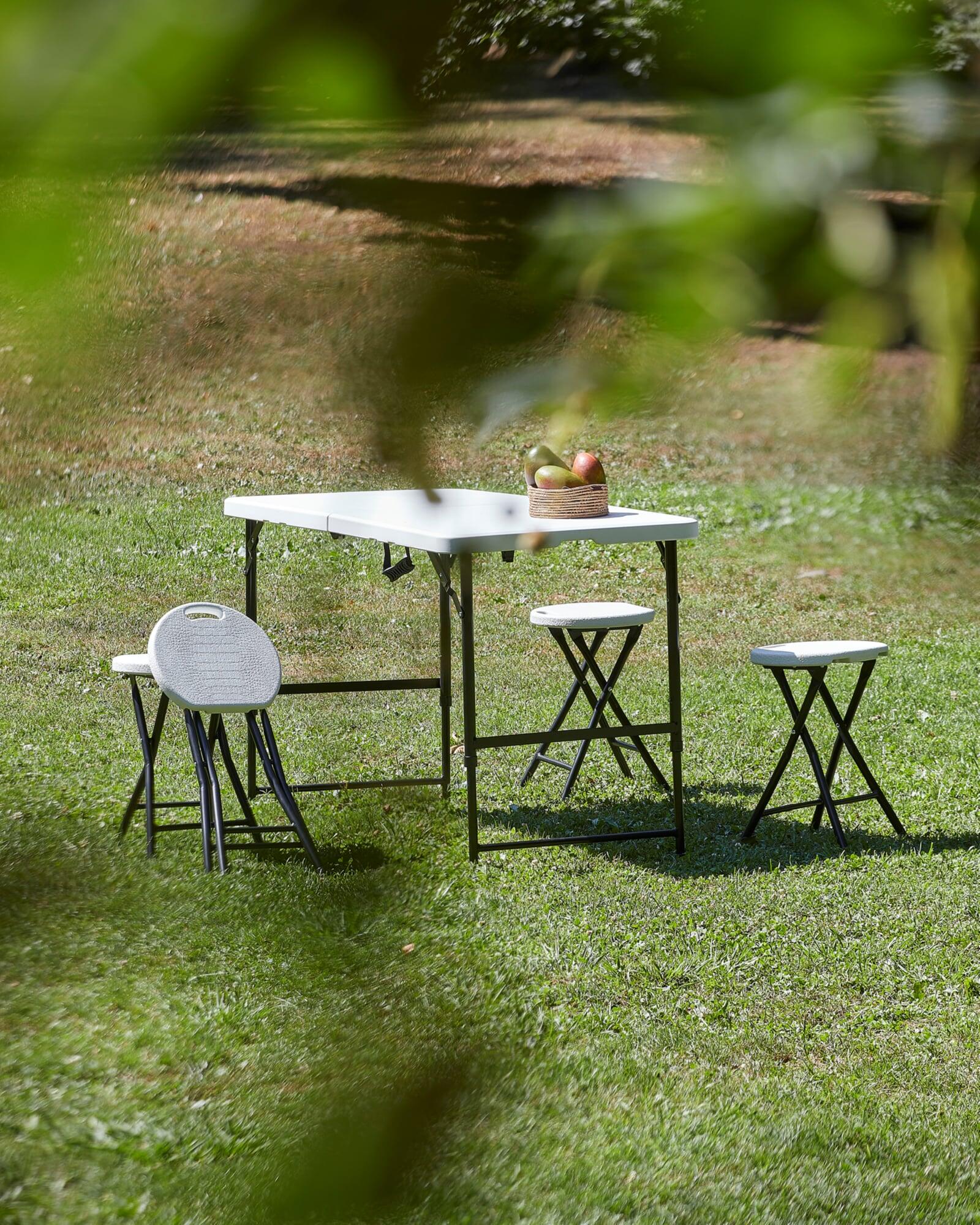Mesa de picnic de acero Catering Easy blanco de 122x74x60cm - 8
