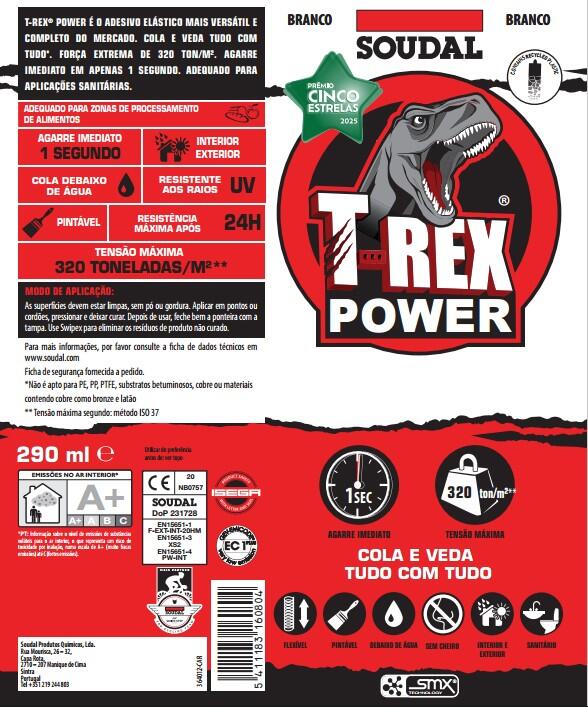 Cola e veda força extrema 290 ml branco T-rex Power - 11
