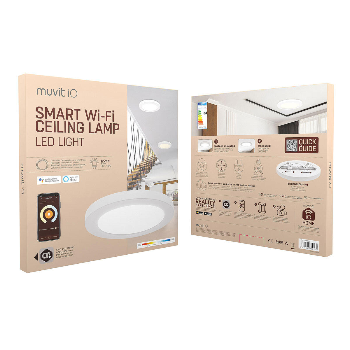 Foco de superficie LED redondo Muvit 3000 lm con wifi
 - 3