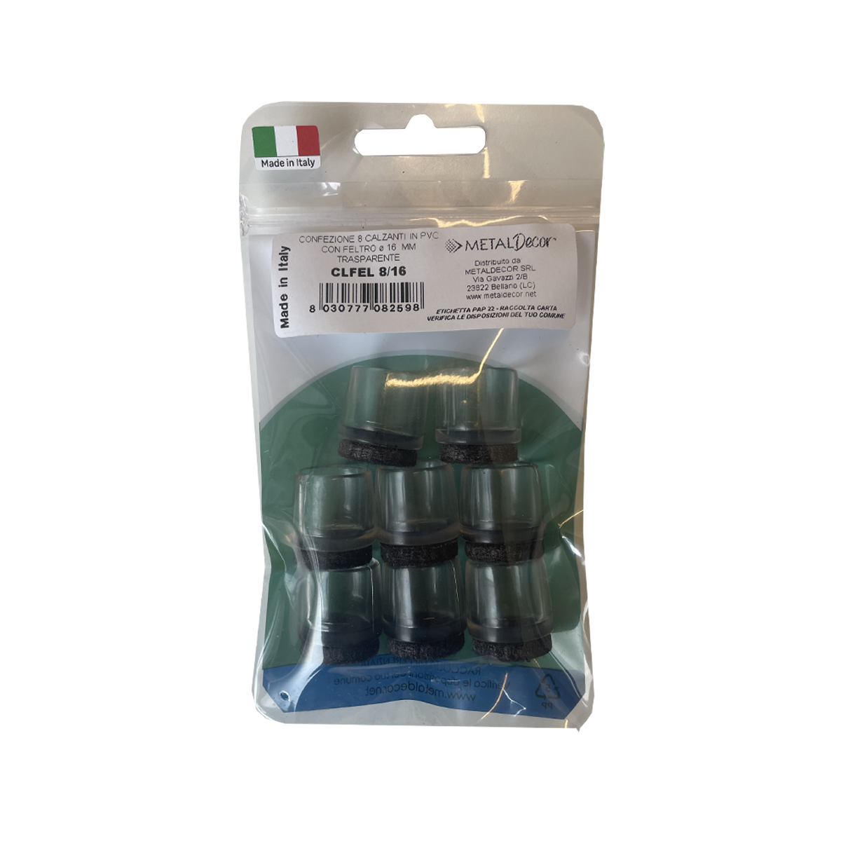 Sottopiede per mobile tondo CLFEL 8/16 in pvc Trasparente Ø 16 x H 20 mm, 8 pezzi - 8