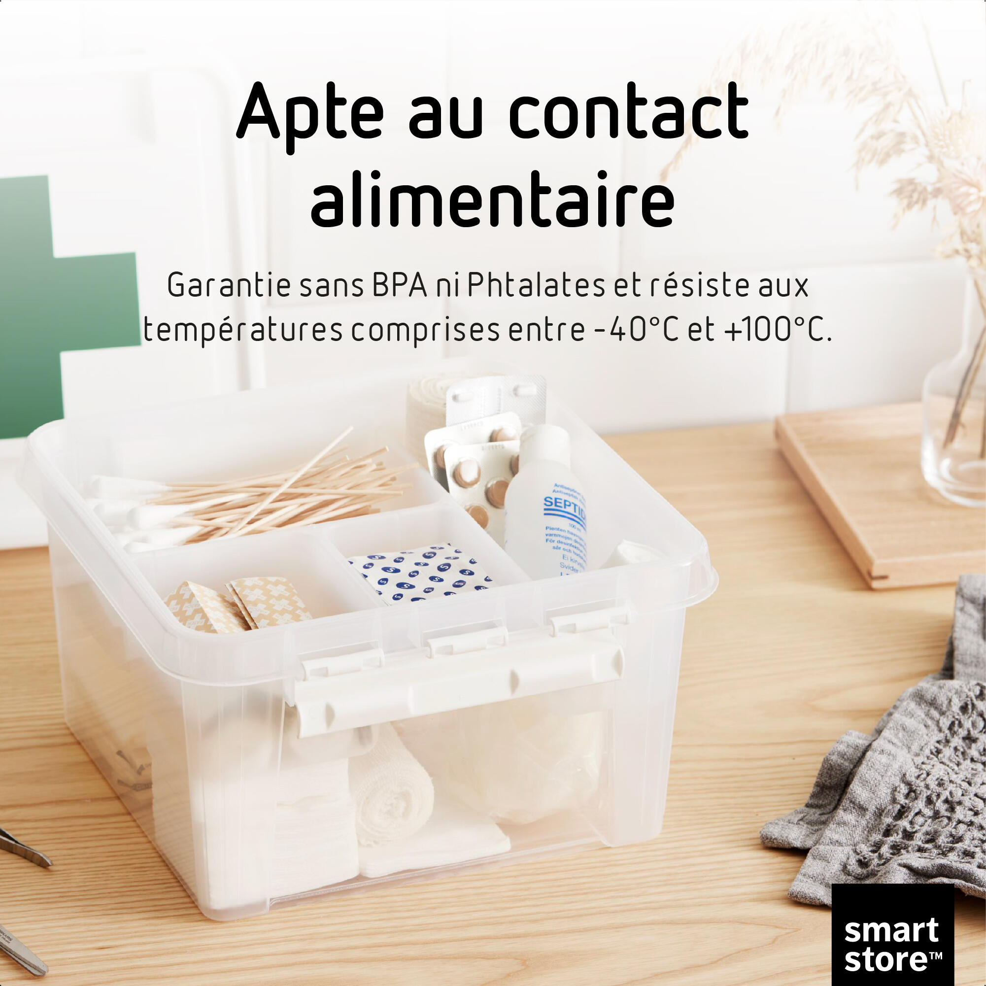 Boîte de rangement SMARTSTORE blanc, 7 L, H.17 x l.28 x P.28.0 cm - 2