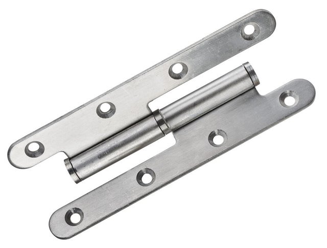 Paumelle inox pour porte, inox brossé, droite,HETTICH, L.140 x l.55 mm