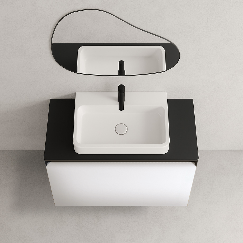 Mobile da bagno sospeso sotto lavabo L 59.5 x H 40 x P 45.5 cm bianco opaco, 1 cassetto Fusion - 2