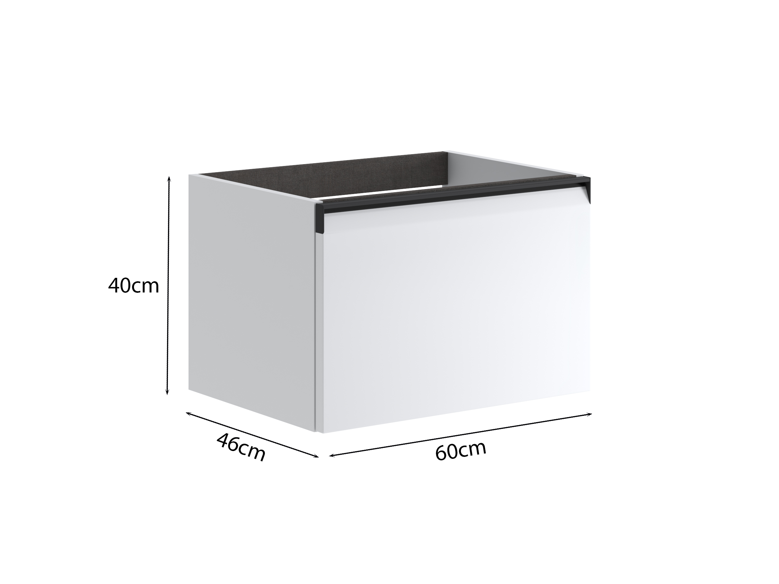 Mobile da bagno sospeso sotto lavabo L 59.5 x H 40 x P 45.5 cm bianco opaco, 1 cassetto Fusion - 7