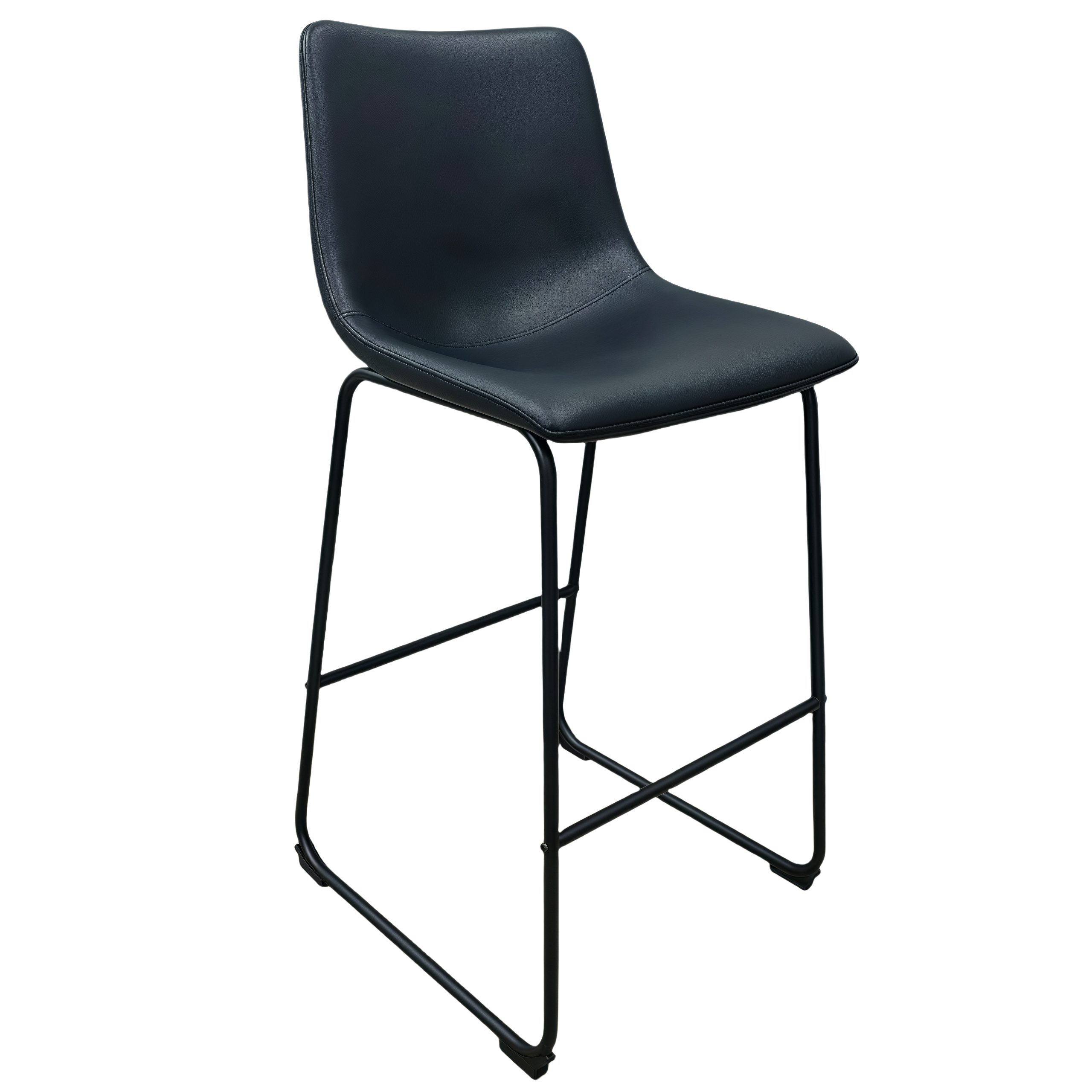 Krzesło barowe 93x48x47 cm podstawa stalowa siedzisko z ekoskóry czarne