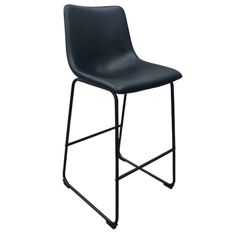 Krzesło barowe 93x48x47 cm podstawa stalowa siedzisko z ekoskóry czarne