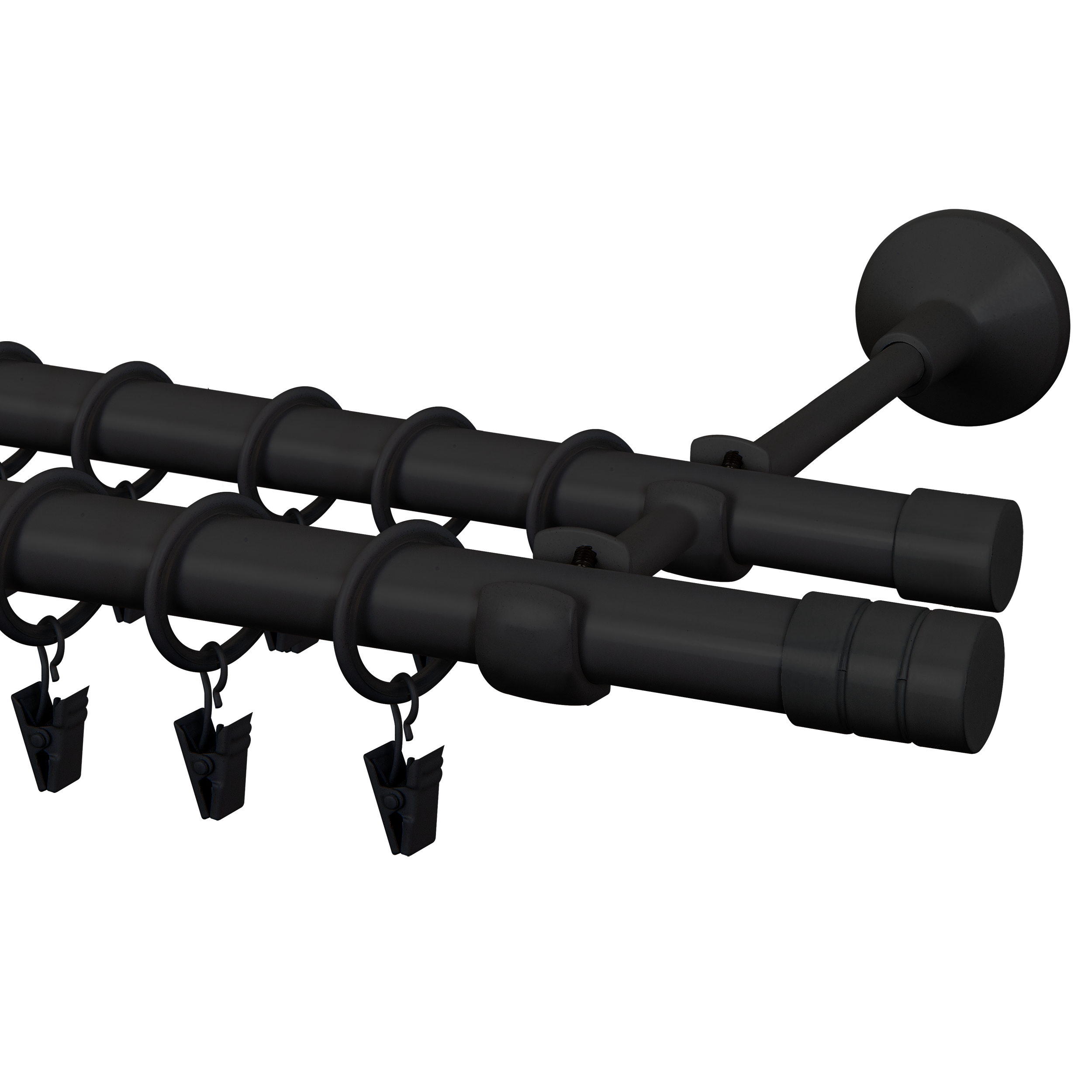 Karnisz Forio 160 cm podwójny czarny mat 16/19 mm Inspire