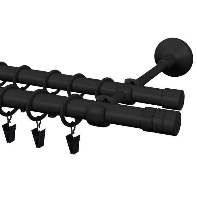 Karnisz Forio 300 cm podwójny czarny mat 16/19 mm Inspire