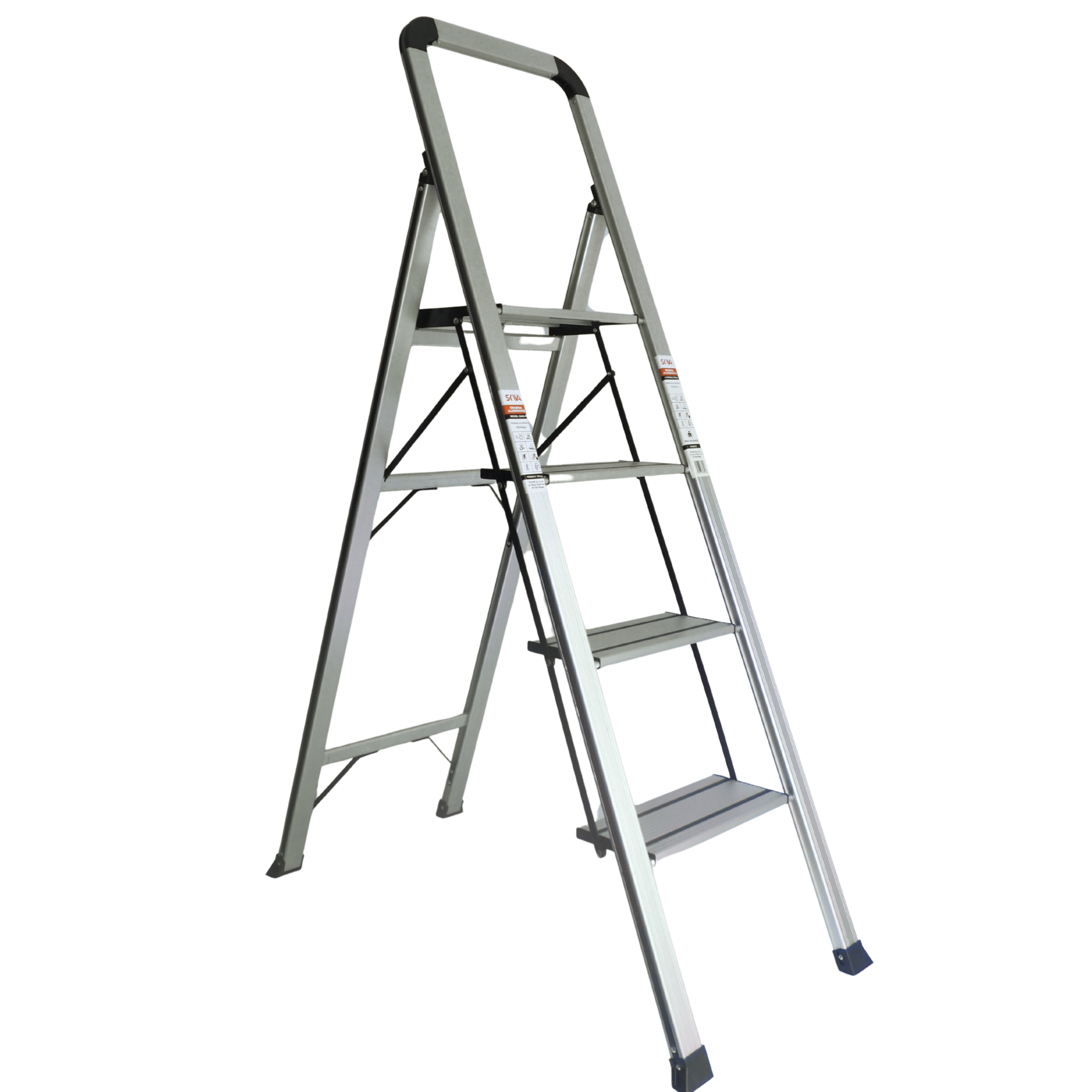 Drabinka aluminiowa rozkładana SDAS-4 4 stopnie 150 kg SKIVA