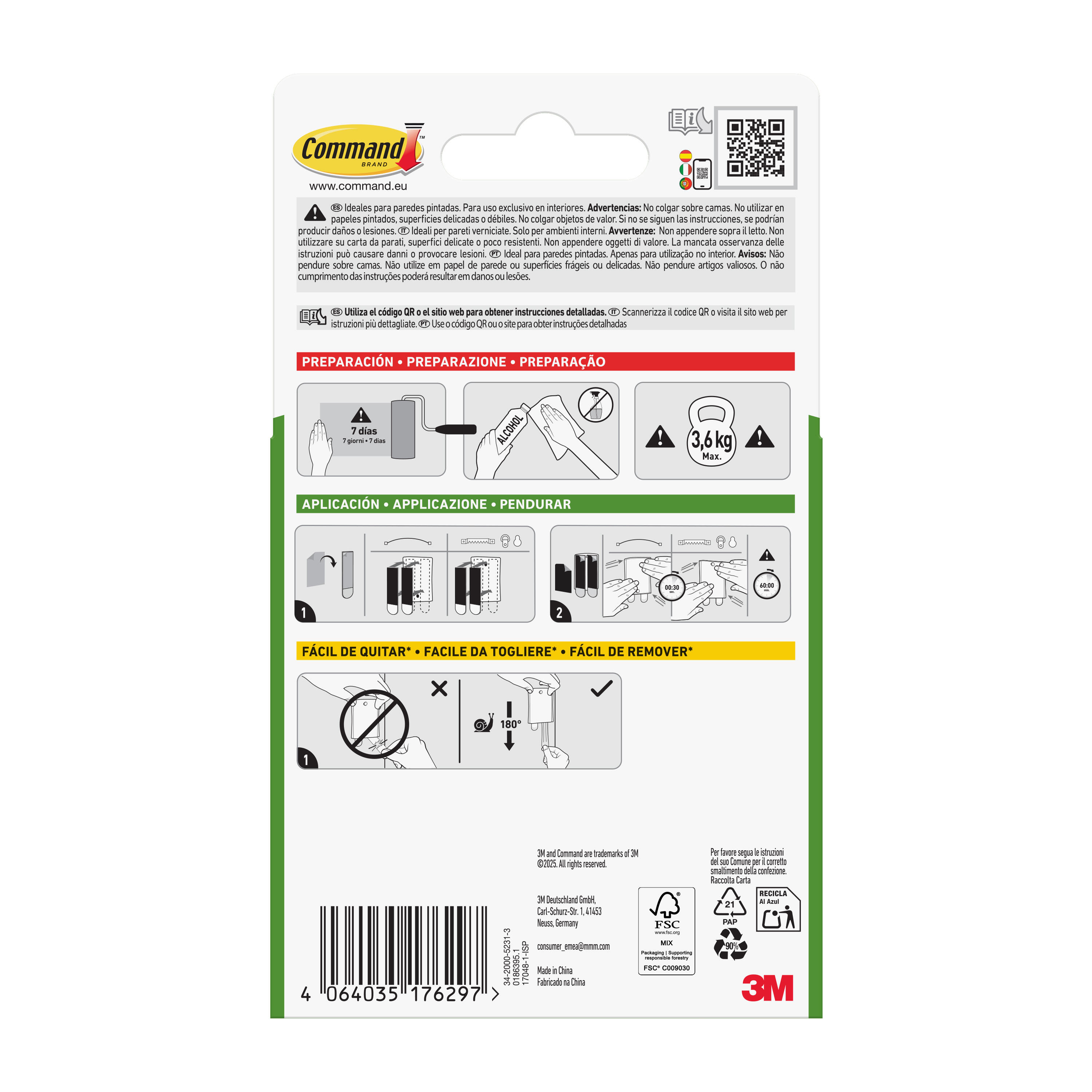 Chiodo adesivo COMMAND in acciaio  grigio H76.2 X L53 mm  portata max 3.6 Kg, 5 pezzi - 5