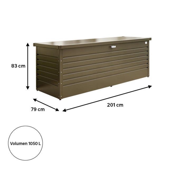 Arcón de metal para exterior BIOHORT 62061 201 x 83 x 79 cm y capacidad de 1050 L