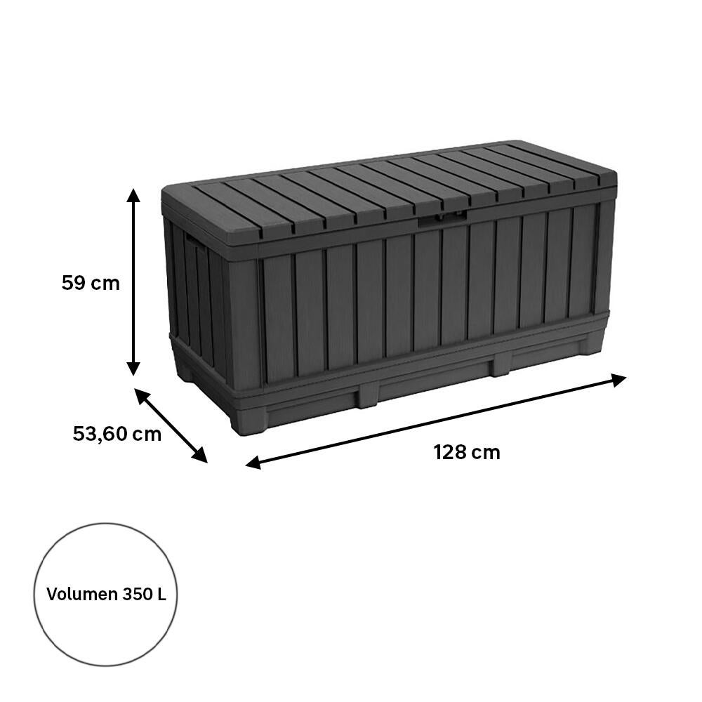 Arcón de resina para exterior KETER Kentwood 128 x 59 x 53.6 cm y capacidad de 350 L - 2