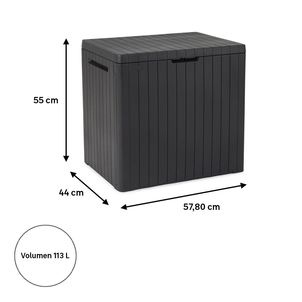 Arcón de resina para exterior KETER City Box 57.8 x 55 x 44 cm y capacidad de 113 L - 2