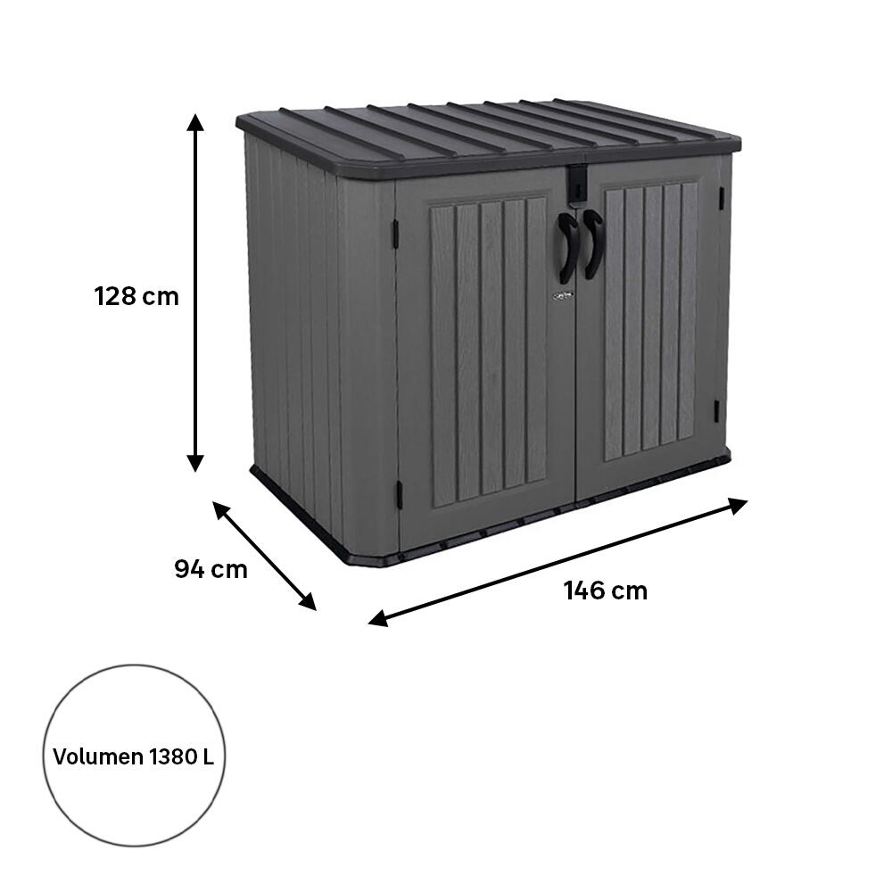 Arcón de resina para exterior LIFETIME 92311 146 x 128 x 94 cm y capacidad de 1380 L - 2