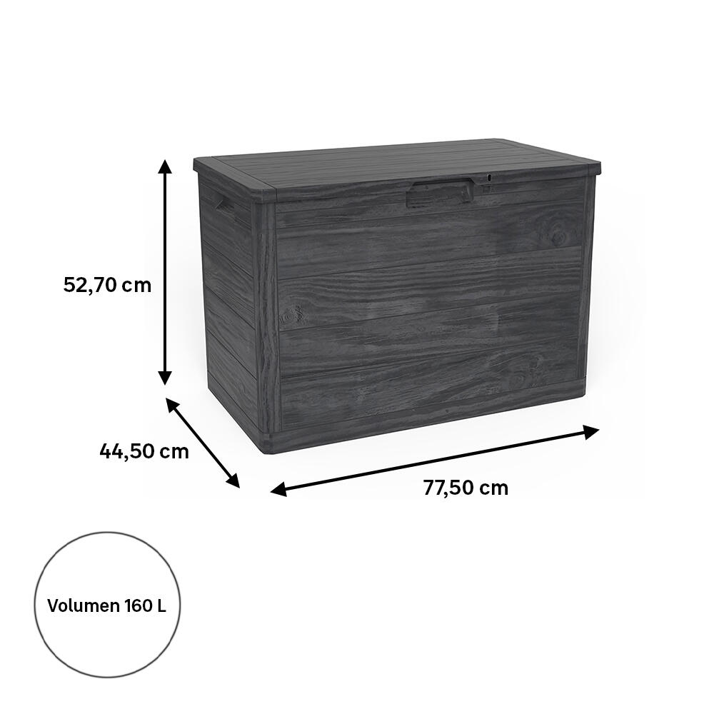 Arcón de resina para exterior TOOMAX WOODY'S 160 77.5 x 52.7 x 44.5 cm y capacidad de 160 L - 2