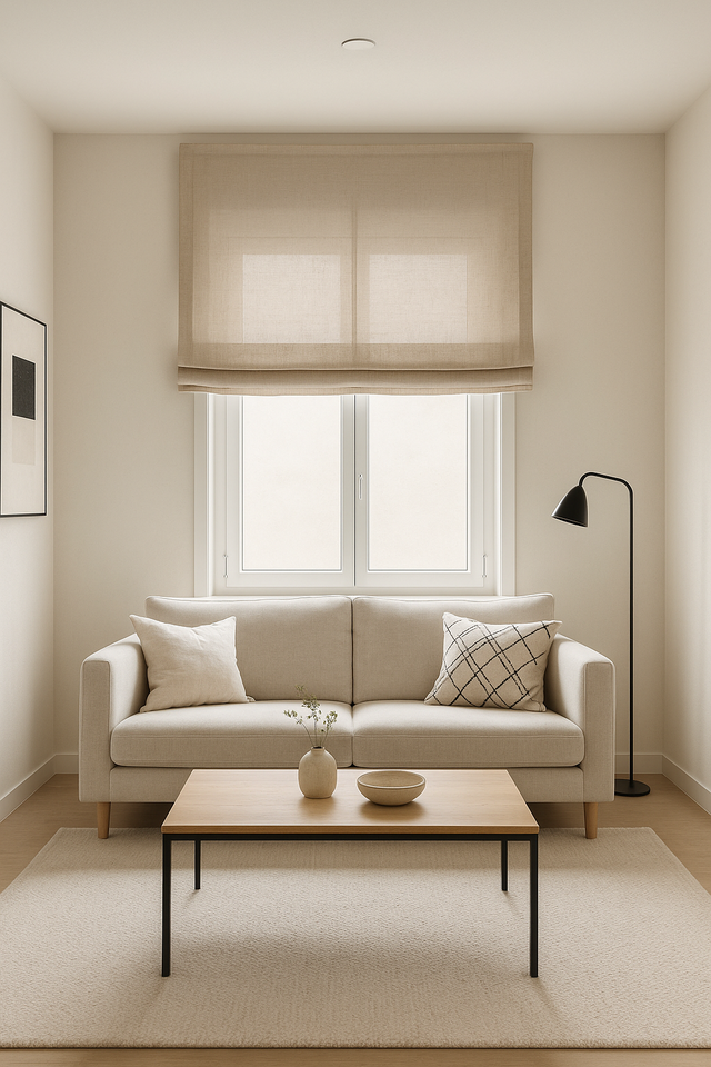 Estor plegable paquetto semi-transparente Forum Lino 150x175 cm poliéster liso marrón con cadena