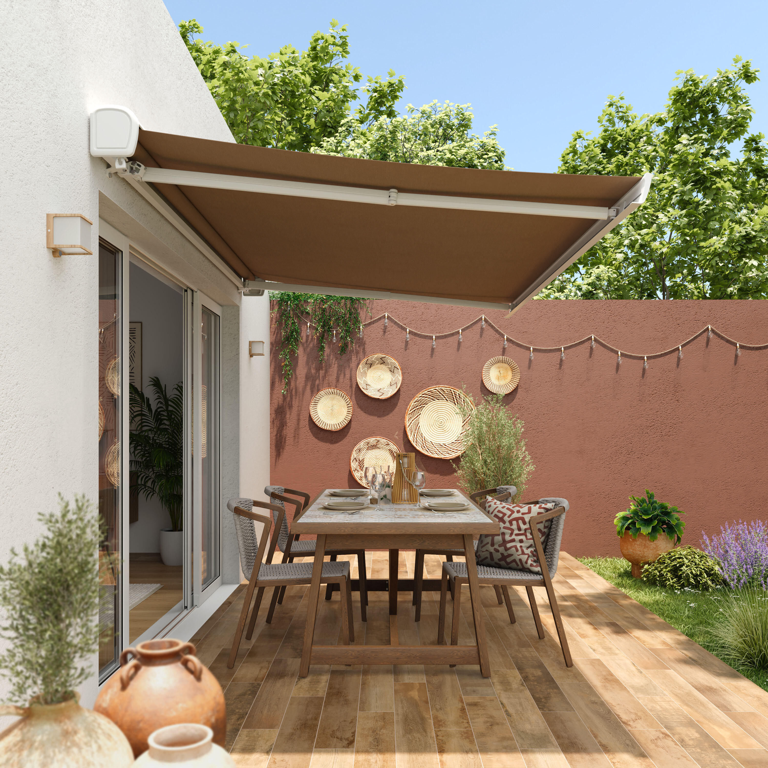 Markiza z wysuwanym ramieniem z napędem 4x3 m brązowa Zefir II NATERIAL