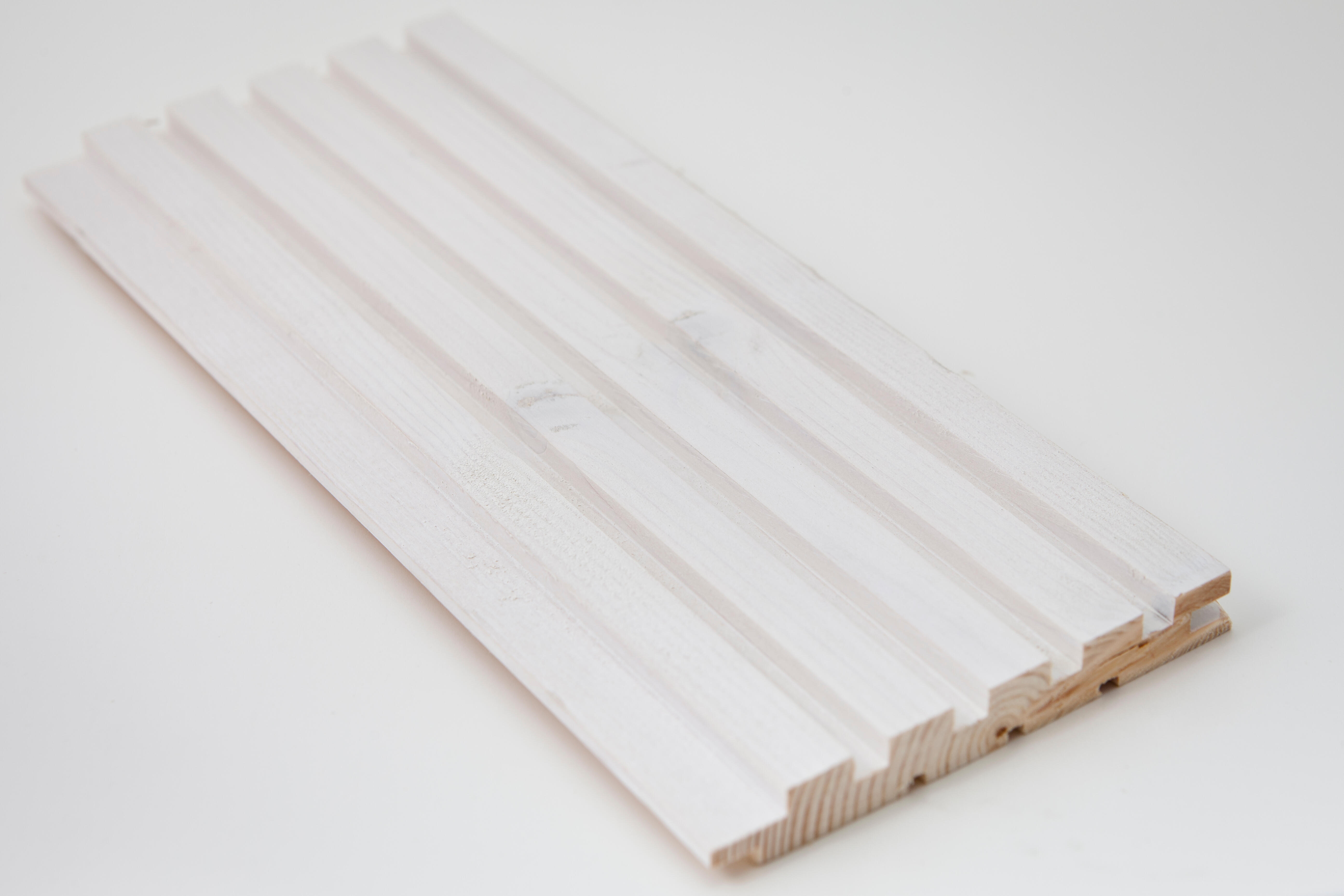 Revestimiento de pared de madera maciza abeto natural barnizado blanco 13mm de espesor 2,30 m2/caja