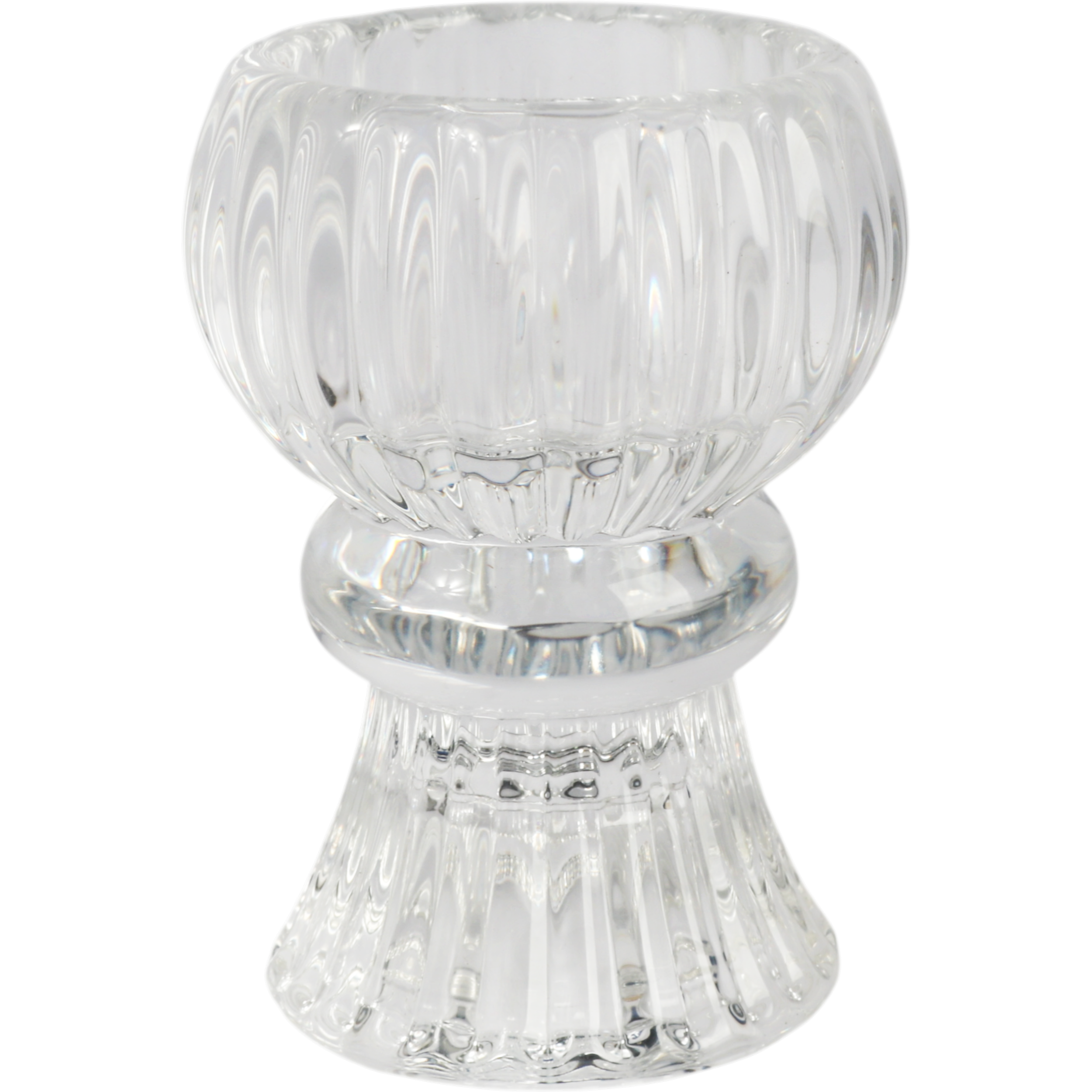 Świecznik na świecę stołową Klasyczny dwustronny wys. 8 cm transparentny