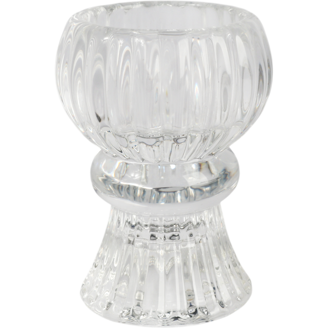 Świecznik na świecę stołową Klasyczny dwustronny wys. 8 cm transparentny