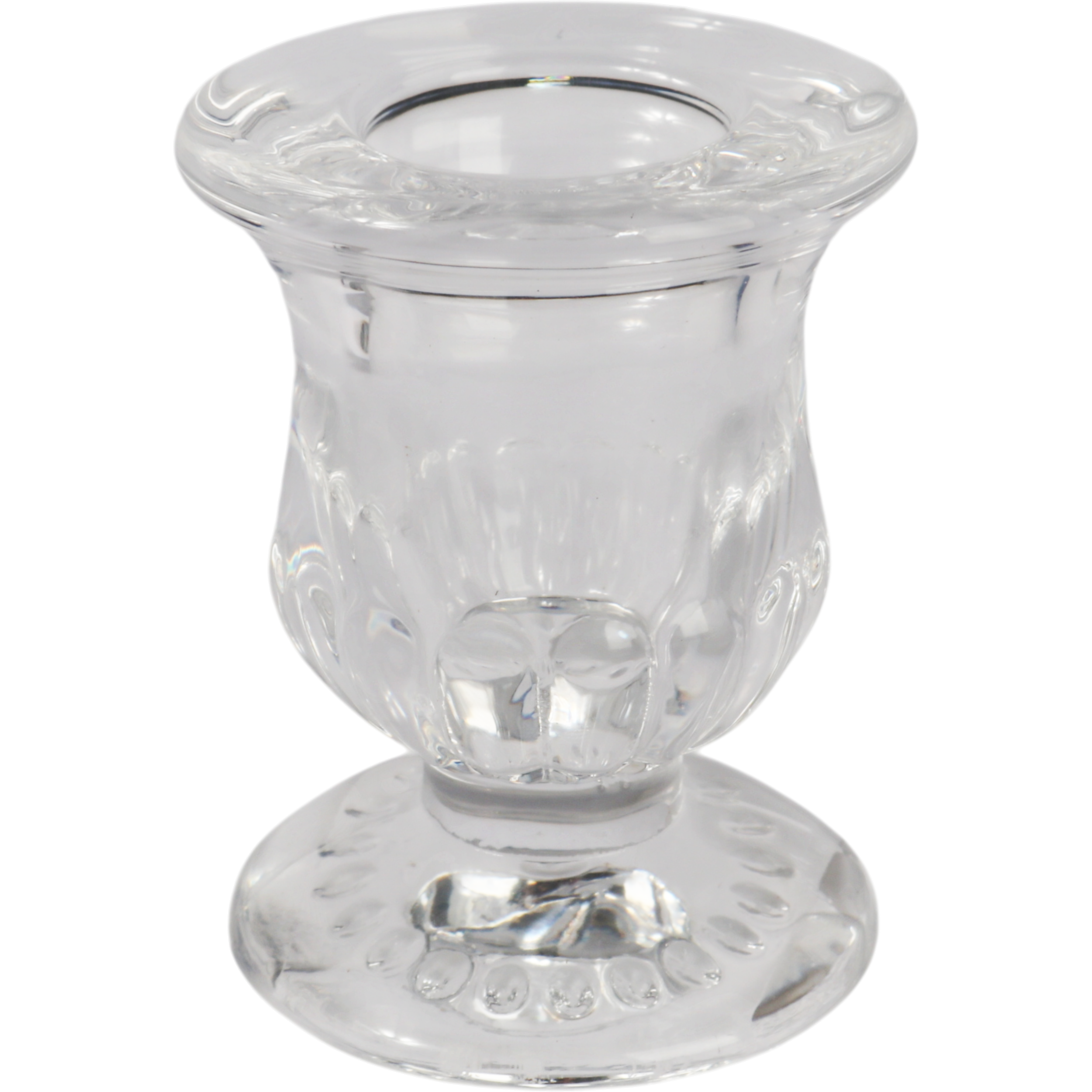 Świecznik na świecę stołową Tulipanek wys. 4.5 cm transparentny
