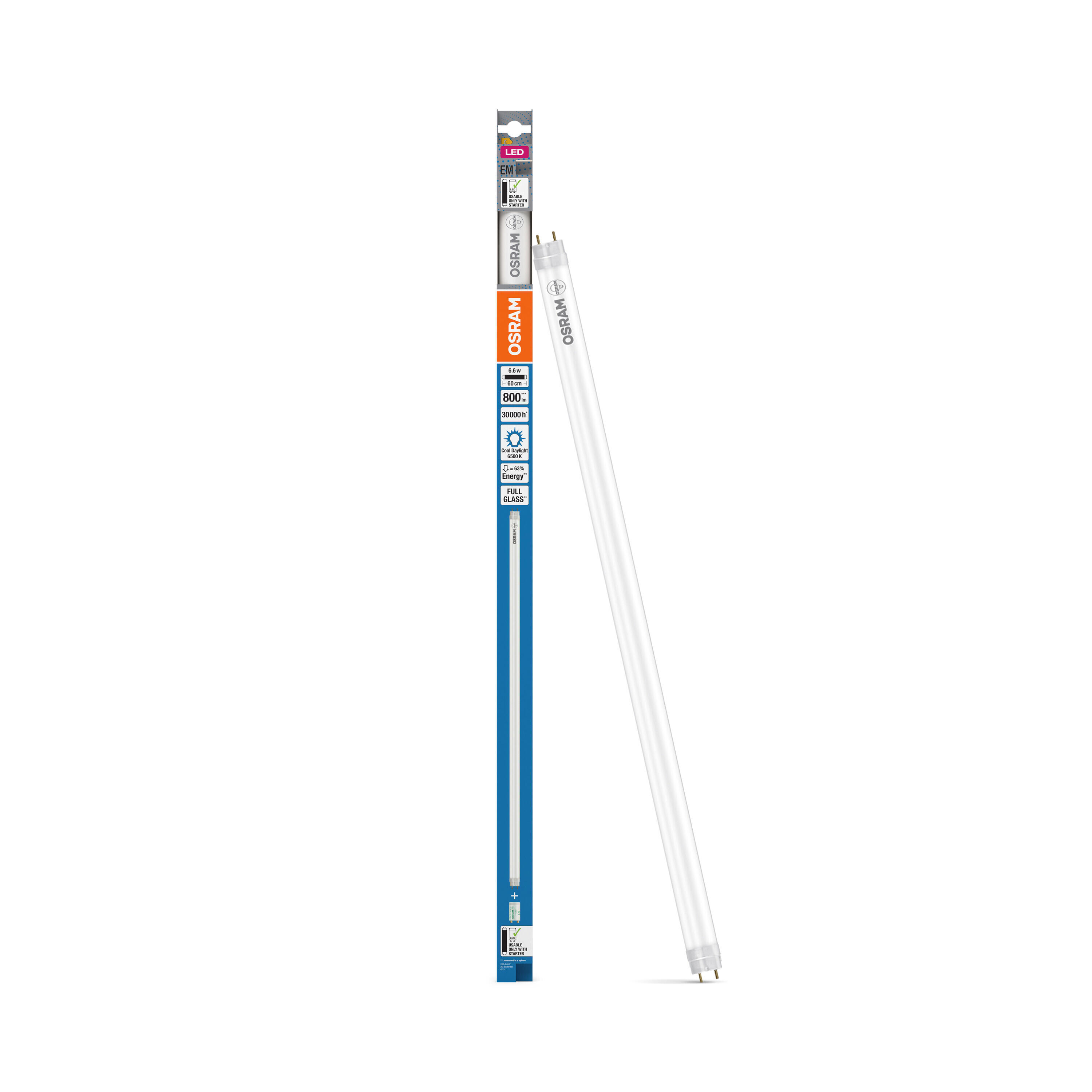 Tubo LED G13 800 lúmenes 6.6W color de la luz blanco frío 6500K CRI 89-80 luz natural y fiel clase energética E - 5