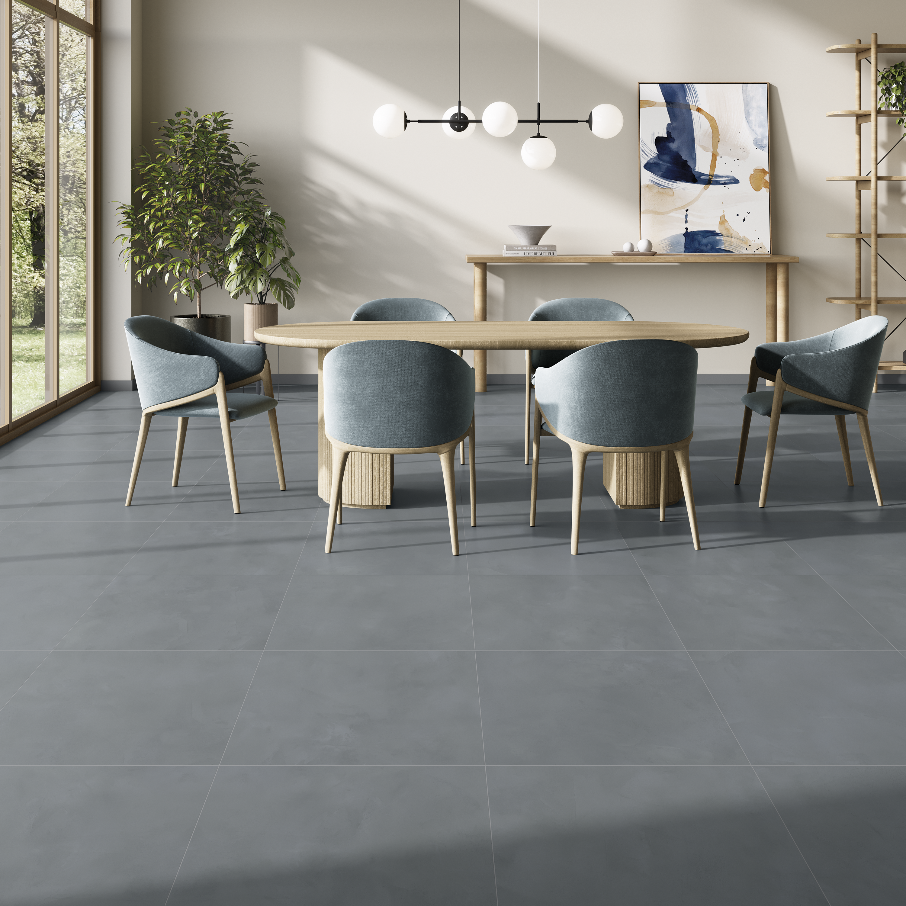Carrelage sol/mur intérieur effet béton bleu foncé Olympial.59.5xL.59.5cm ARTENS - 4