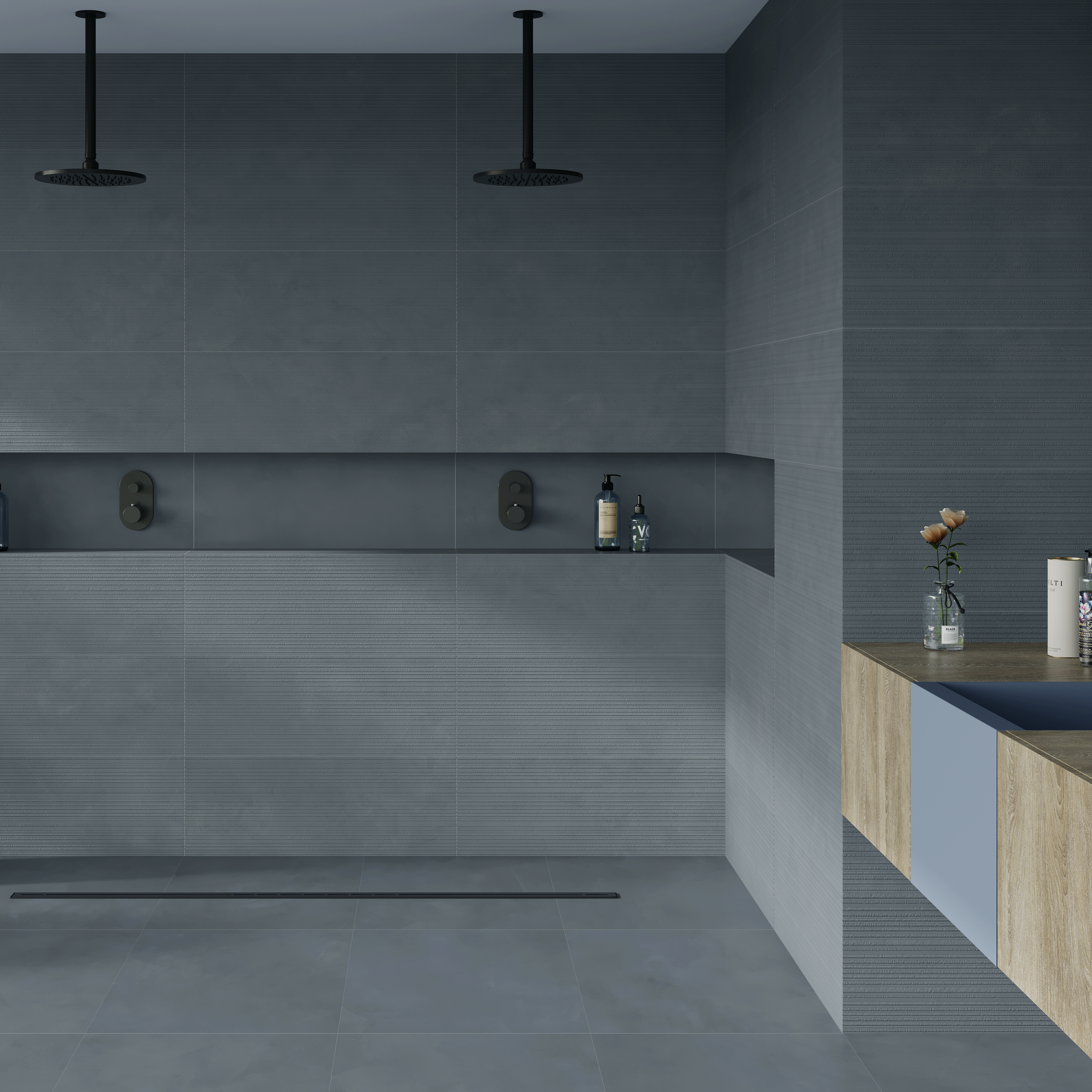 Carrelage mur intérieur effet béton bleu fonce Olympia l.33.3 x L.90 cm ARTENS - 4