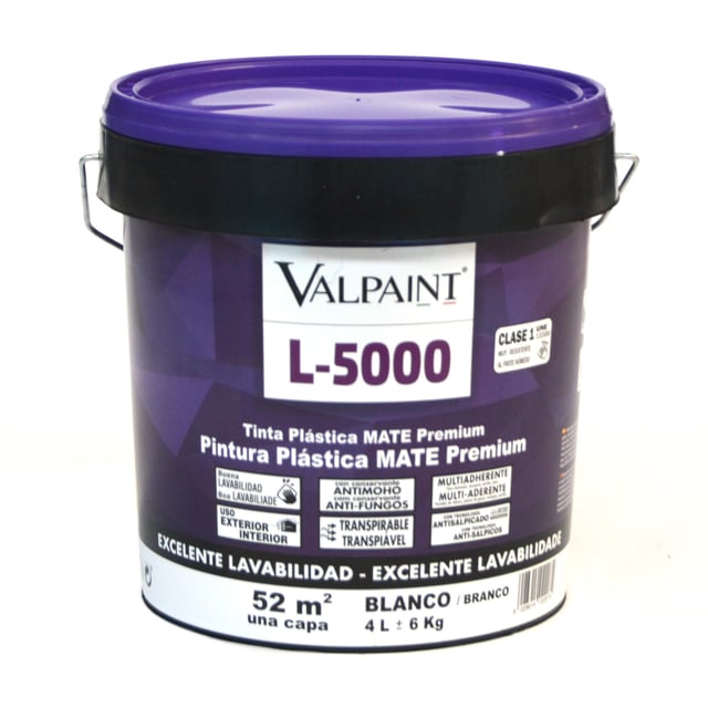 PINTURA PLASTICA BLANCA MATE 4L L5000
