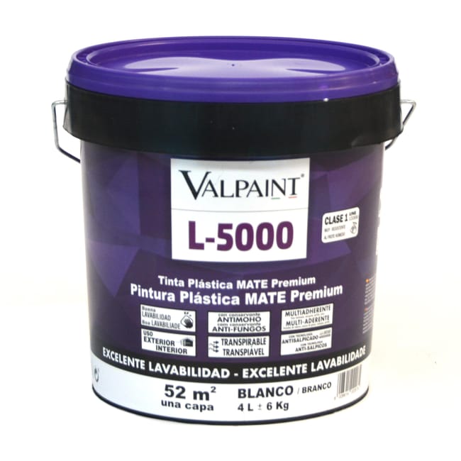 PINTURA PLASTICA BLANCA MATE 4L L5000 - 1