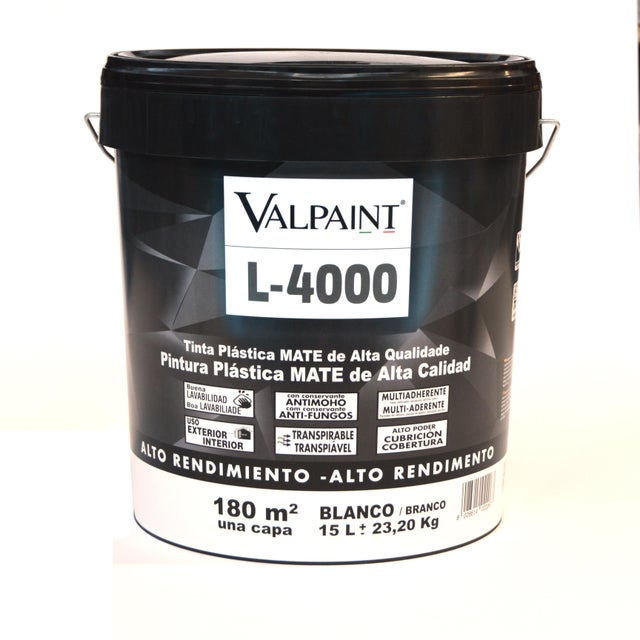 PINTURA PLASTICA BLANCA MATE 15L L4000