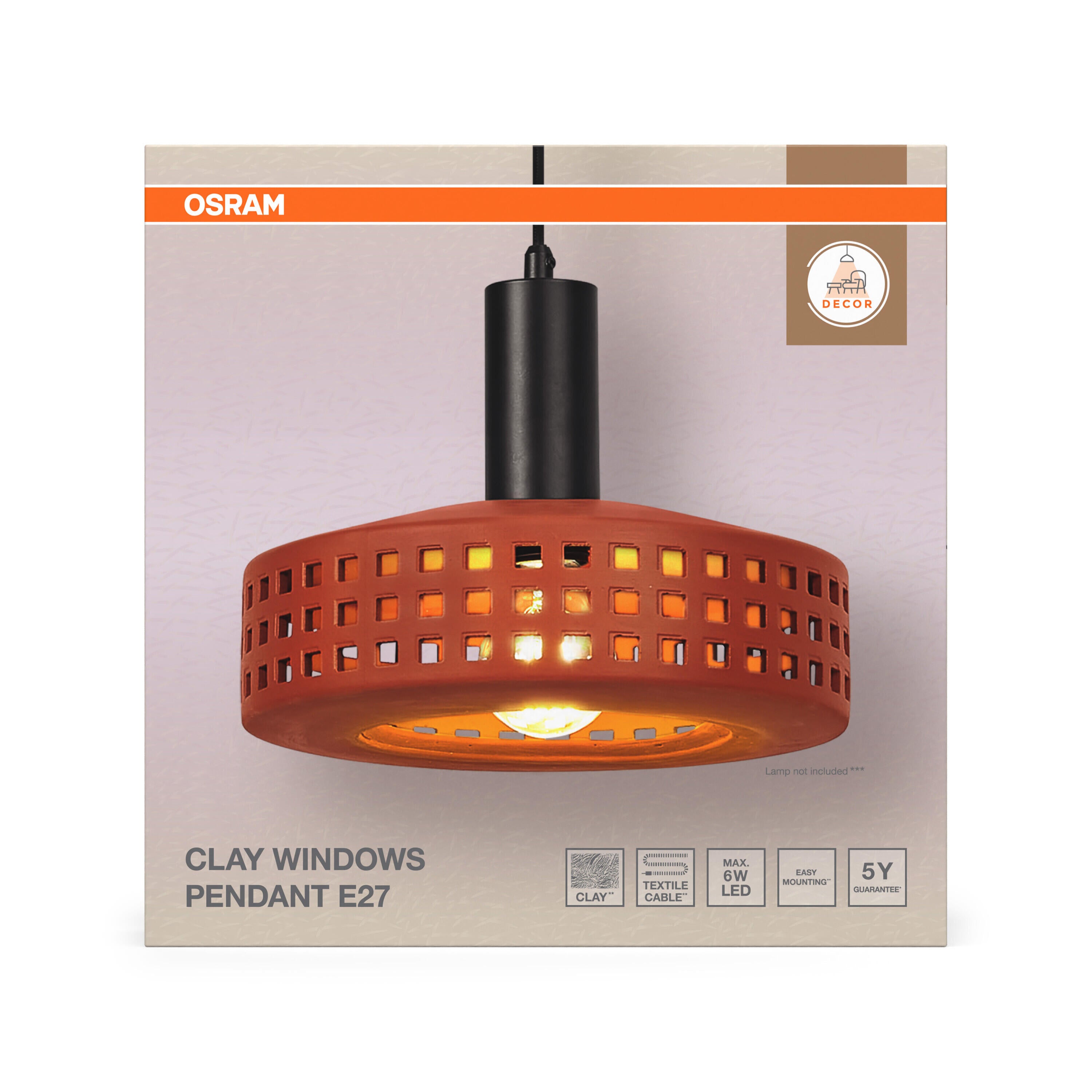 Lámpara de techo colgante de acero marrón 1 luz E27 Clay 26 cm - 5