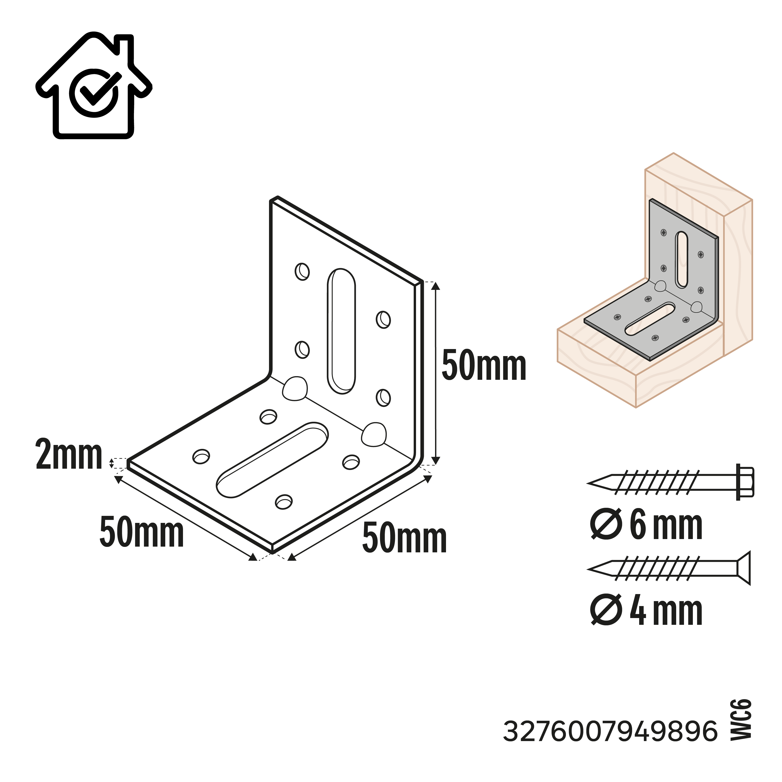 Esquadro regulável 50x50x50x2MM zincado - 4