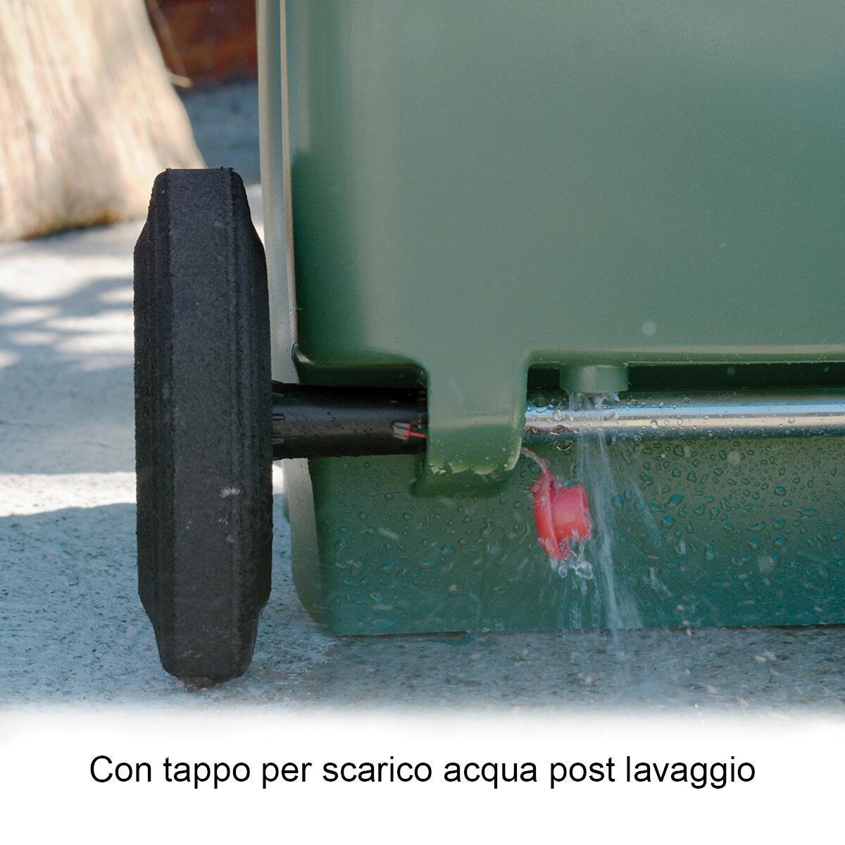 Bidone in polietilene alta densità STEFANPLAST 120 LT verde 2 ruote - 9